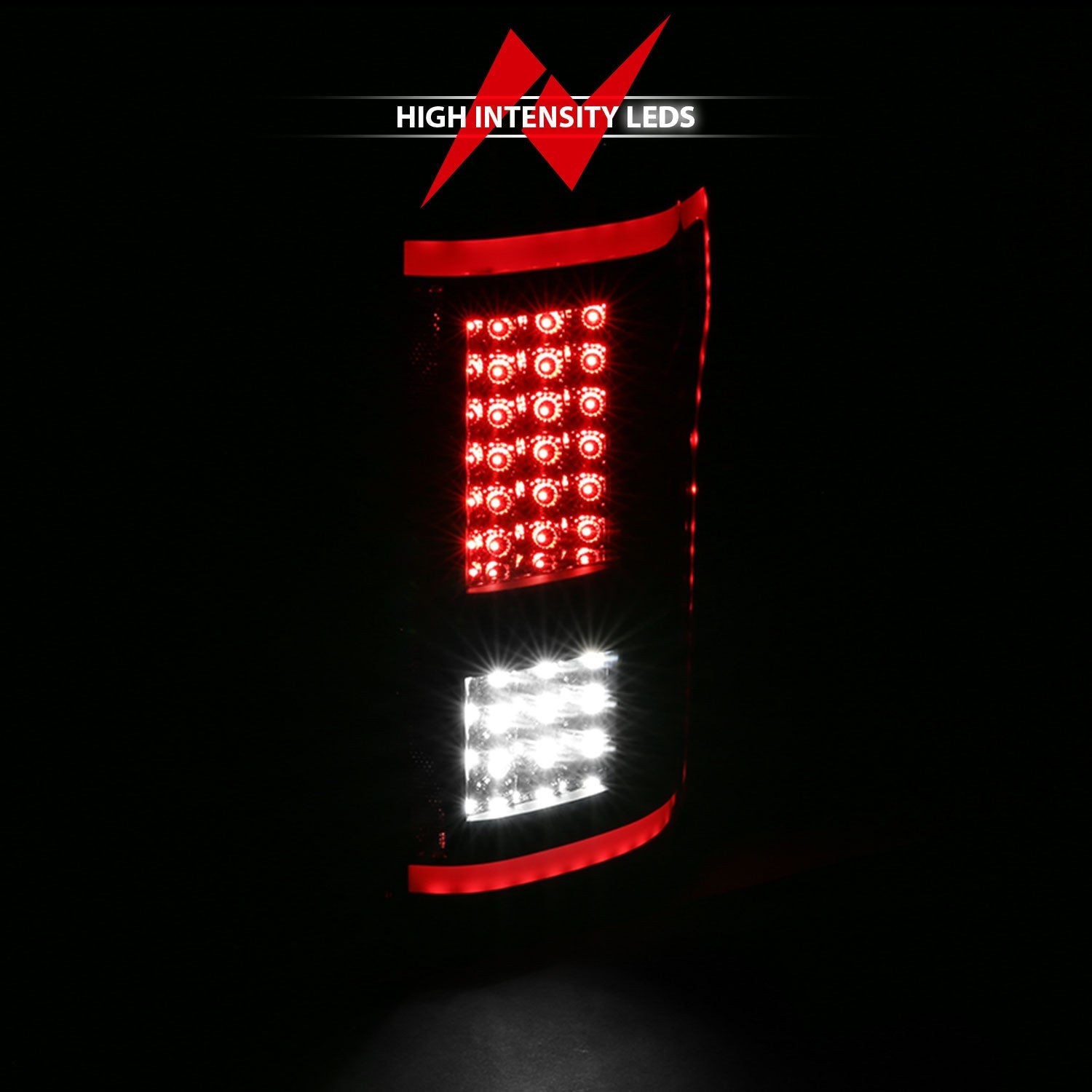 FORD F-150 15-17 FULL LED TAIL LIGHTS BLACK SMOKE LENS W/ SEQUENTIAL SIGNAL (RED LIGHT BAR)