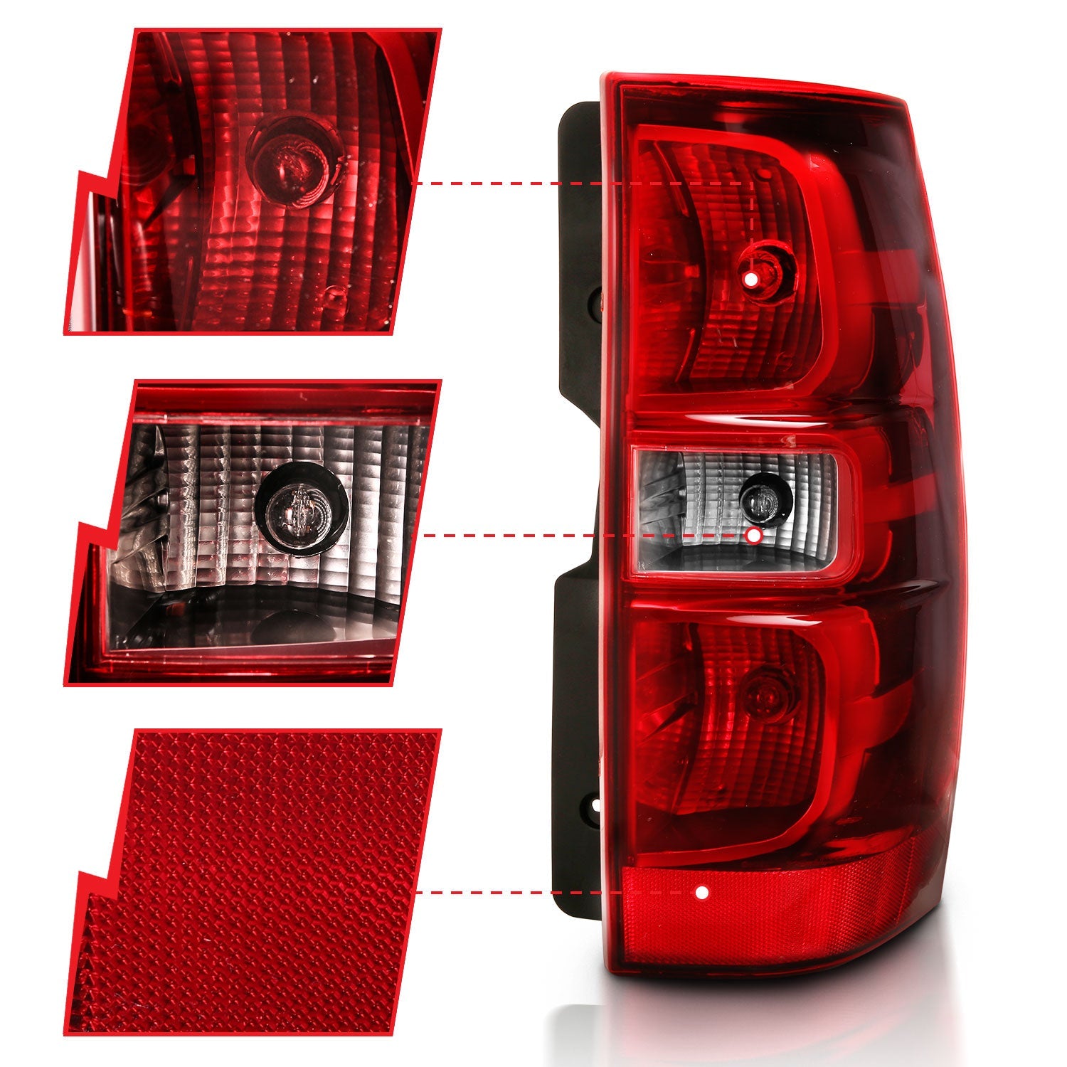 CHEVY TAHOE/SUBURBAN 07-14 TAIL LIGHT BLACK RED/CLEAR LENS (OE TYPE)