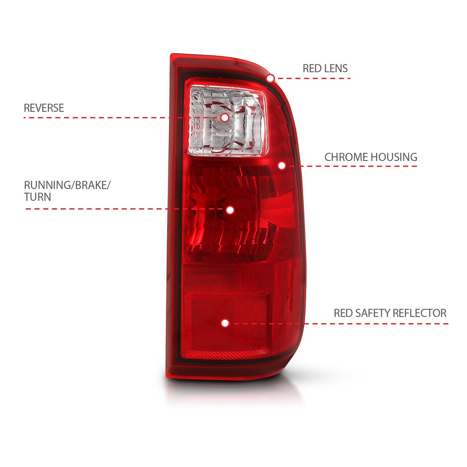 FORD F-250/F-350/F-450 SUPER DUTY 08-16 TAIL LIGHTS CHROME RED/CLEAR LENS (OE TYPE REPLACEMENT)