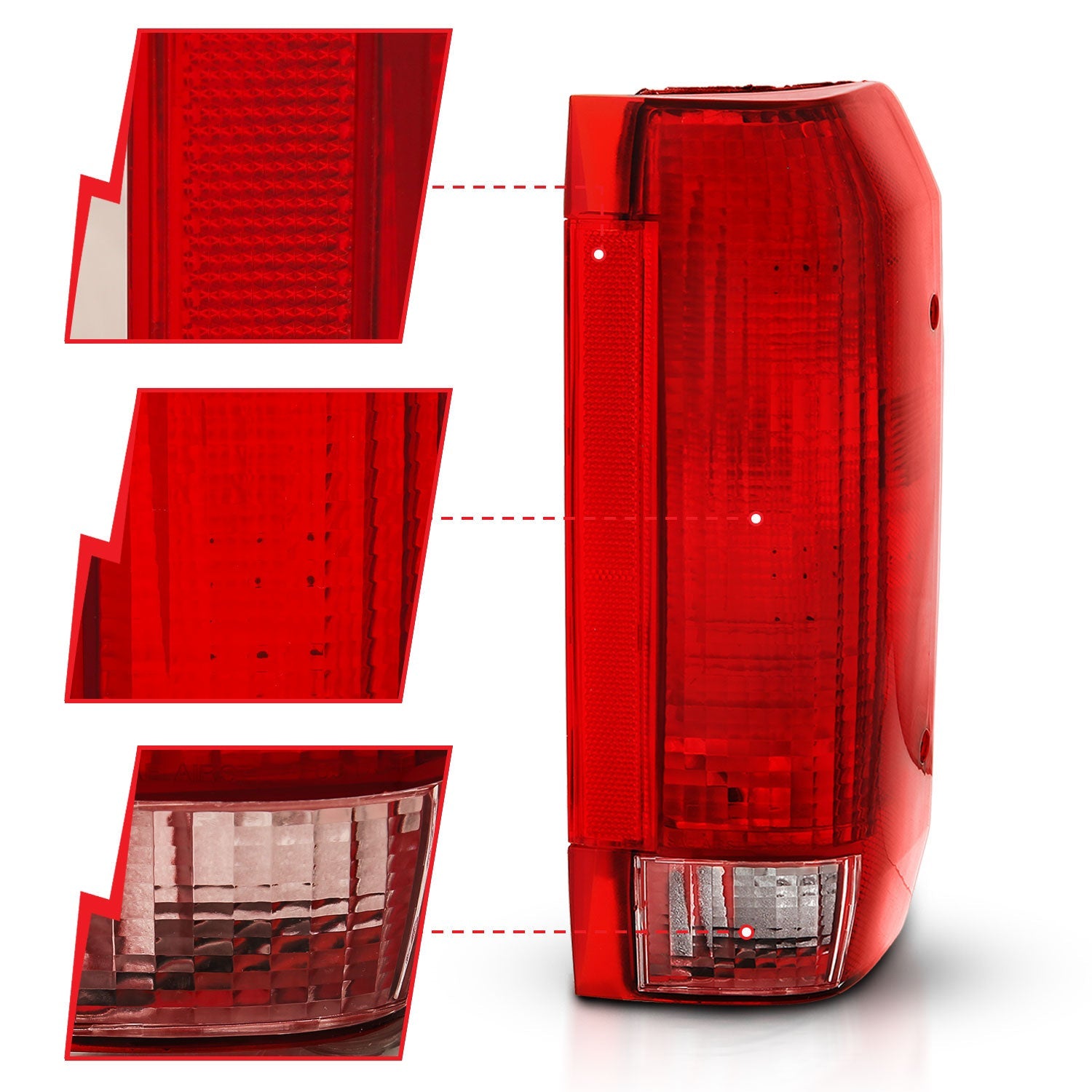 FORD BRONCO 92-96 F-150/F-250 92-97 TAIL LIGHTS CHROME RED/CLEAR LENS (OE TYPE REPLACEMENT)