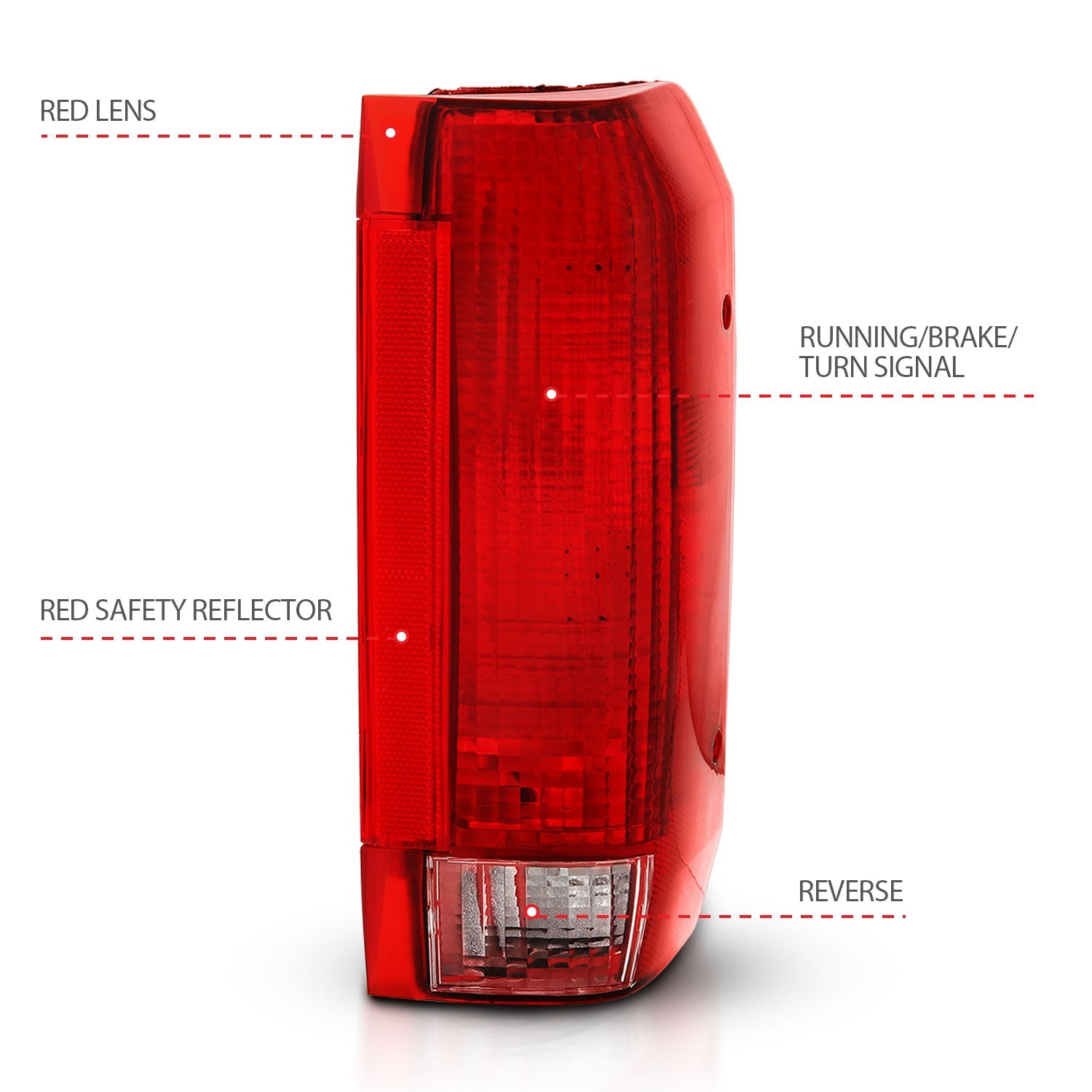 FORD BRONCO 92-96 F-150/F-250 92-97 TAIL LIGHTS CHROME RED/CLEAR LENS (OE TYPE REPLACEMENT)