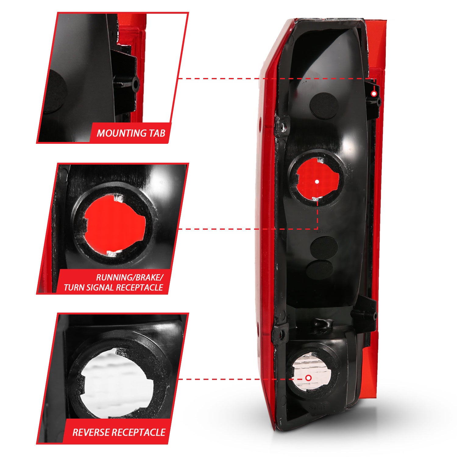 FORD BRONCO 92-96 F-150/F-250 92-97 TAIL LIGHTS CHROME RED/CLEAR LENS (OE TYPE REPLACEMENT)