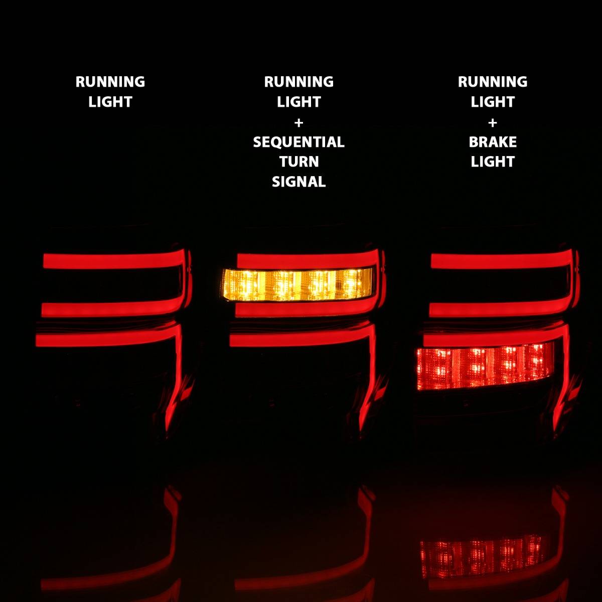 TOYOTA 4RUNNER 14-23 LED BAR STYLE TAIL LIGHTS CHROME CLEAR LENS W/ SEQUENTIAL SIGNAL