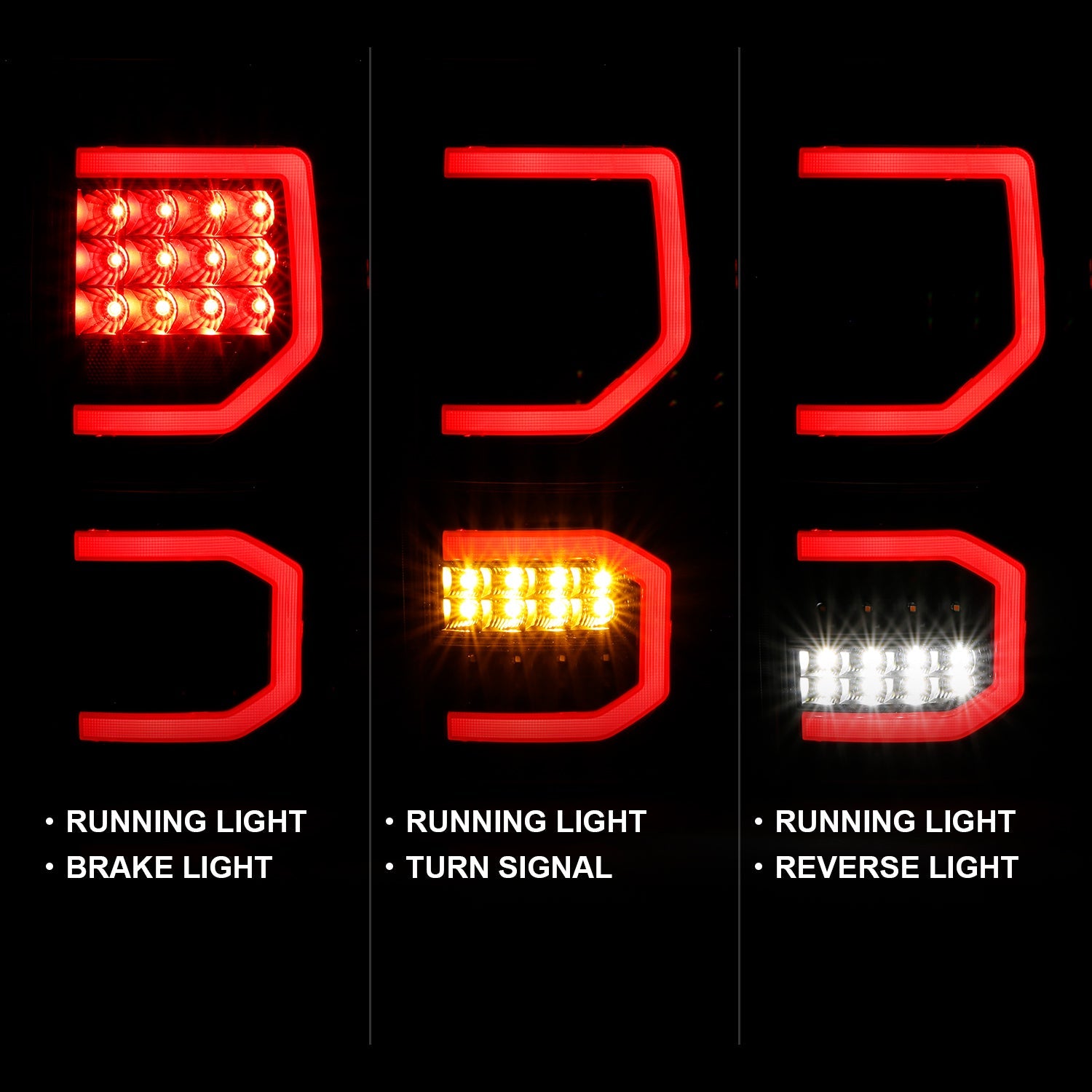 TOYOTA TUNDRA 07-13 LED TAIL LIGHTS PLANK STYLE BLACK CLEAR LENS