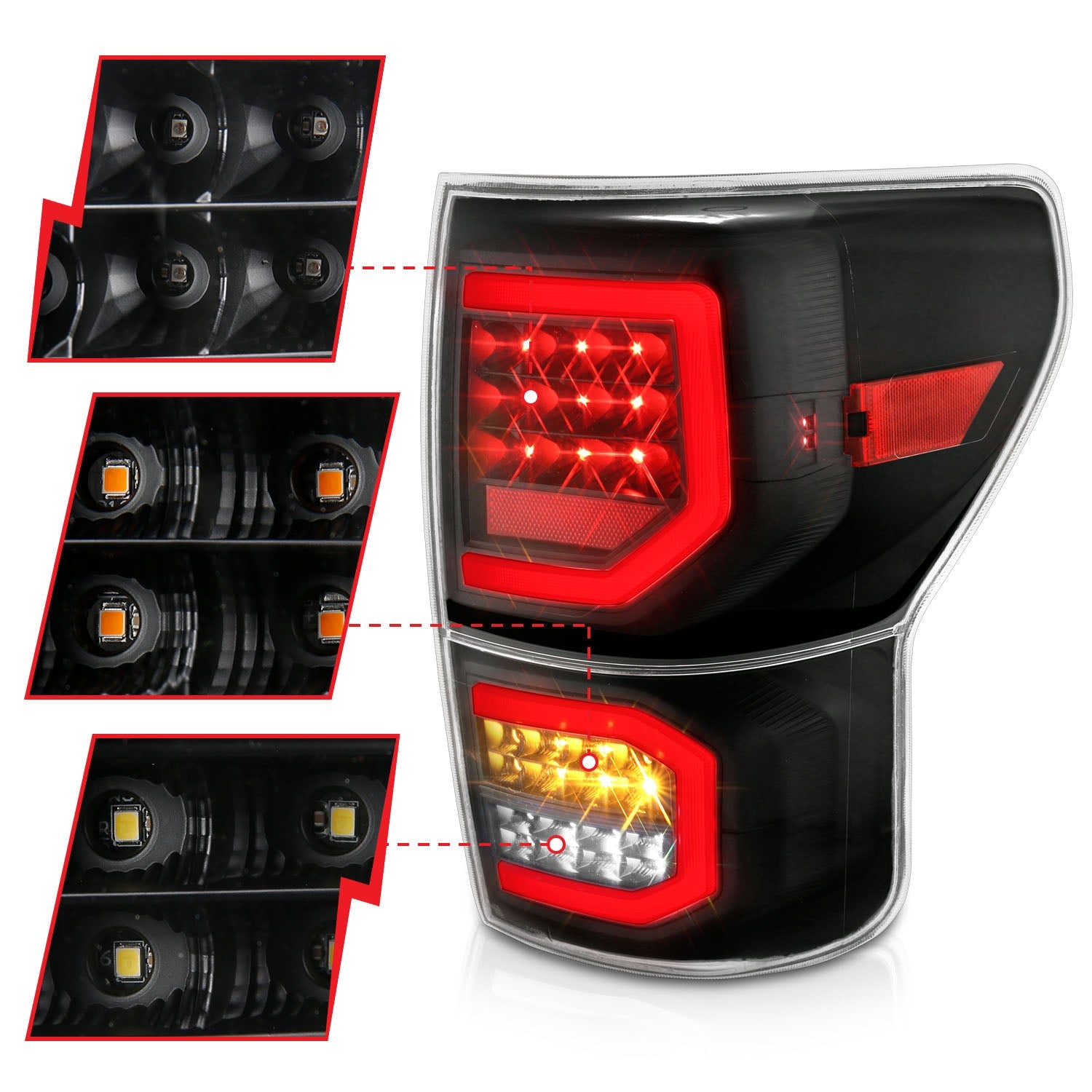 TOYOTA TUNDRA 07-13 LED TAIL LIGHTS PLANK STYLE BLACK CLEAR LENS