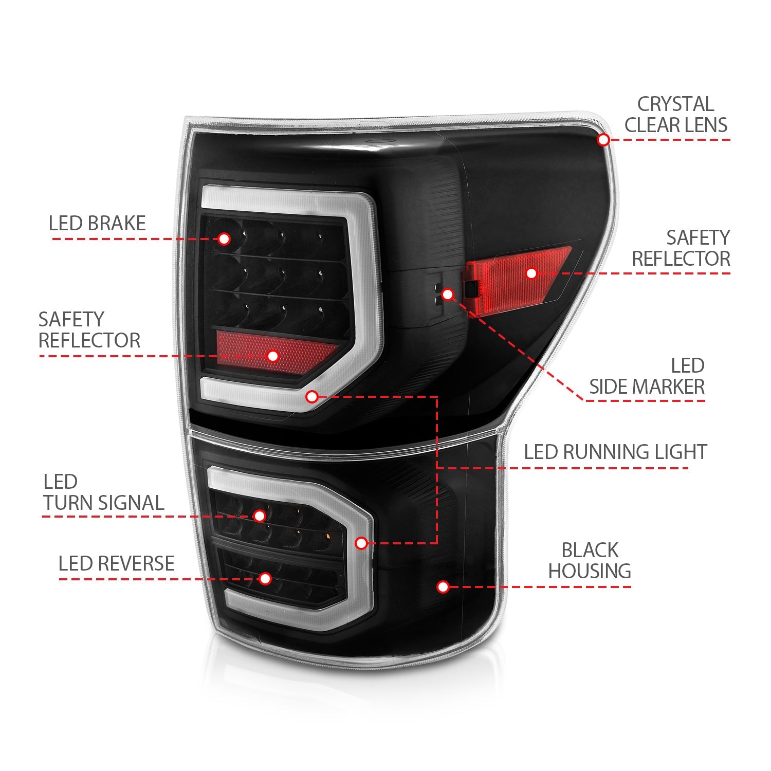 TOYOTA TUNDRA 07-13 LED TAIL LIGHTS PLANK STYLE BLACK CLEAR LENS