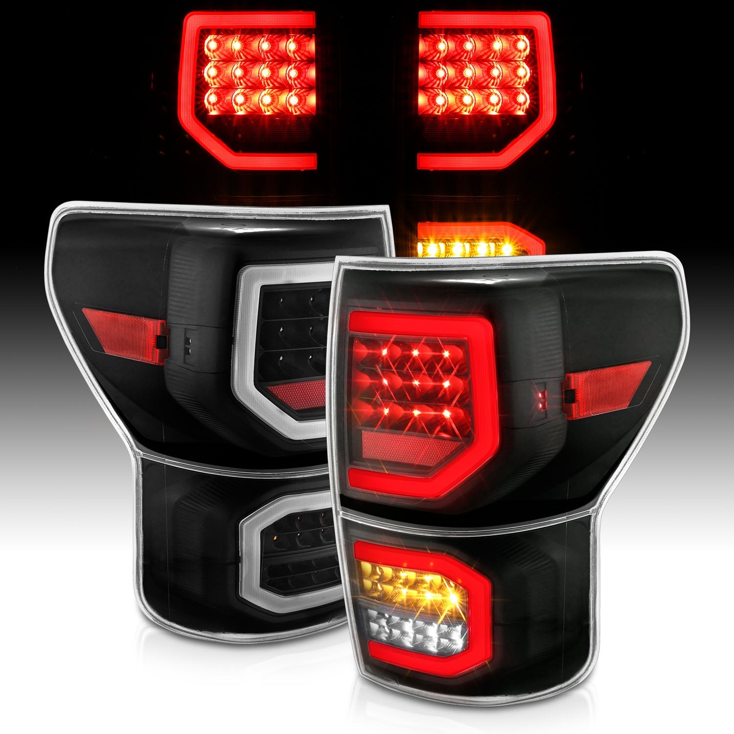 TOYOTA TUNDRA 07-13 LED TAIL LIGHTS PLANK STYLE BLACK CLEAR LENS