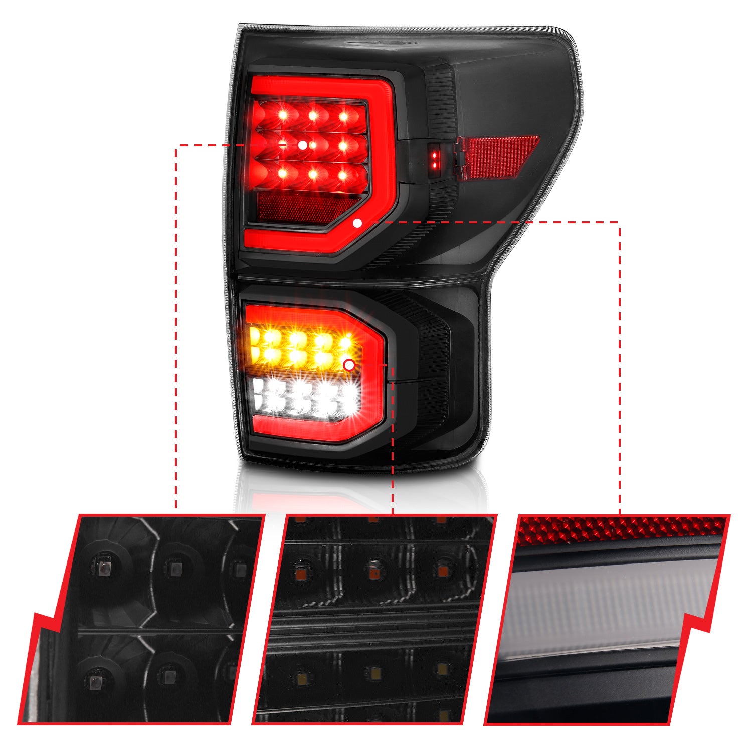 TOYOTA TUNDRA 07-13 LED TAIL LIGHTS PLANK STYLE BLACK SMOKE LENS