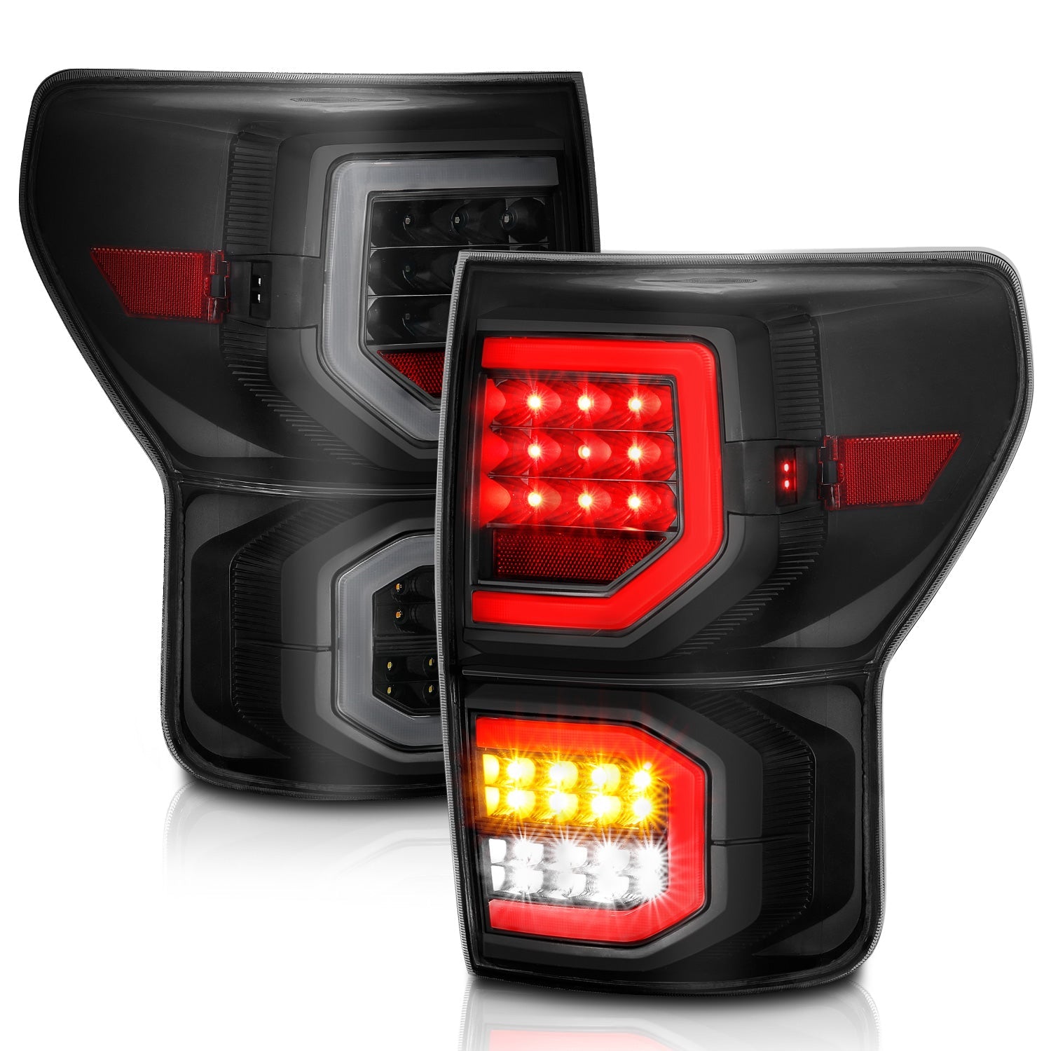 TOYOTA TUNDRA 07-13 LED TAIL LIGHTS PLANK STYLE BLACK SMOKE LENS