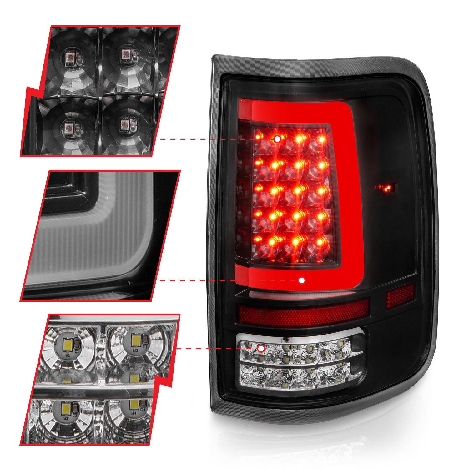 FORD F-150 04-08 FULL LED C BAR TAIL LIGHTS BLACK
