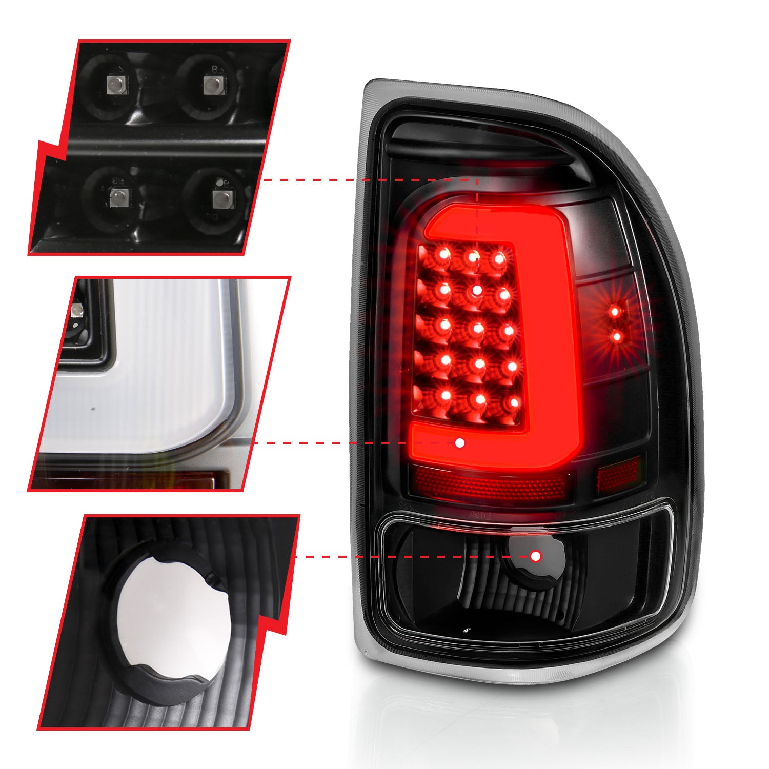 DODGE DAKOTA 97-04 LED BAR STYLE TAIL LIGHTS BLACK