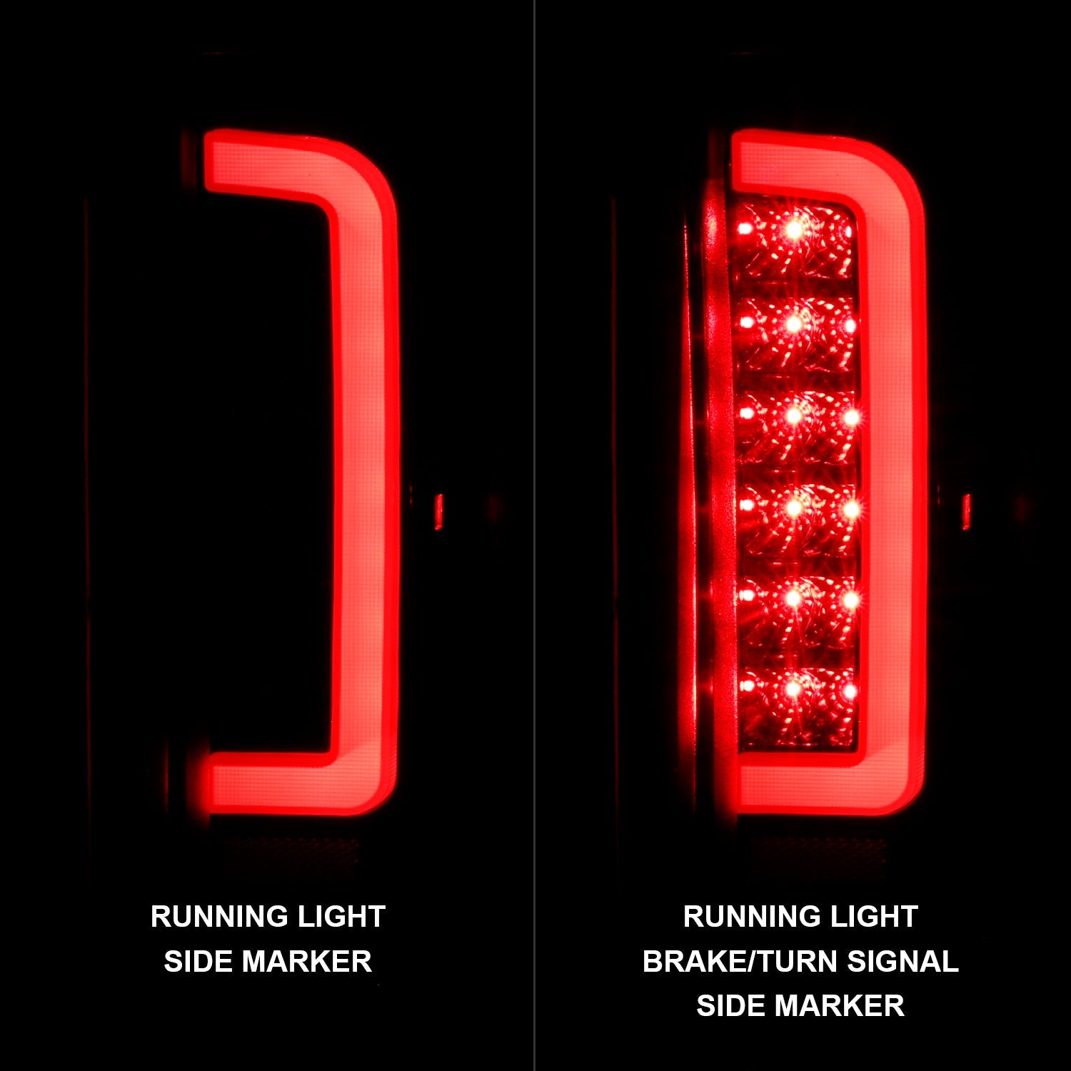 FORD F-150 87-96 / F-250/F-350/F-450 89-98 / BRONCO 87-96 LED C BAR TAIL LIGHTS BLACK CLEAR LENS