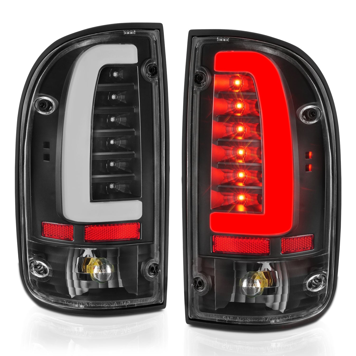 TOYOTA TACOMA 95-00 LED TAIL LIGHTS BLACK CLEAR LENS