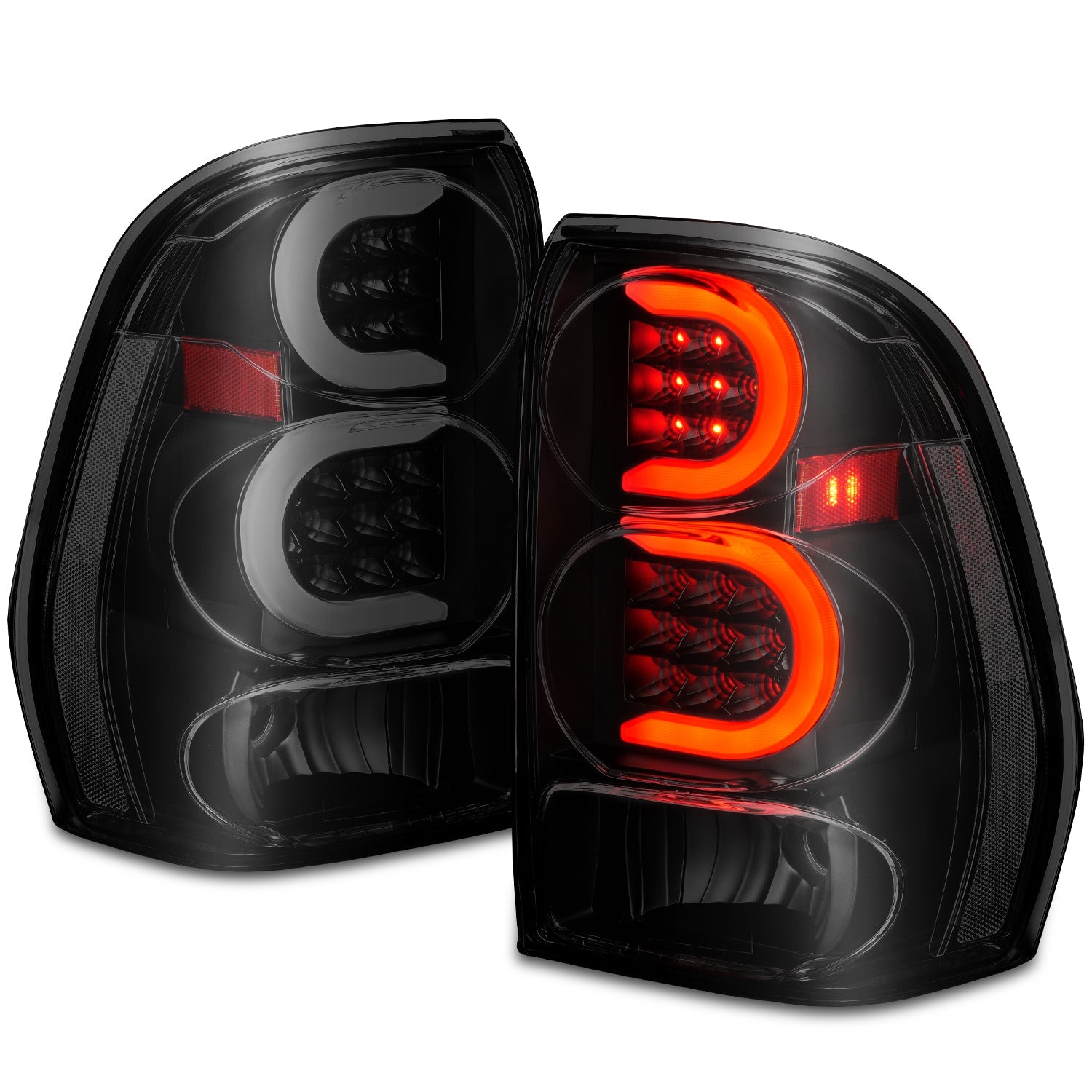 CHEVY TRAILBLAZER 02-09 LED C BAR STYLE TAIL LIGHTS BLACK SMOKE LENS