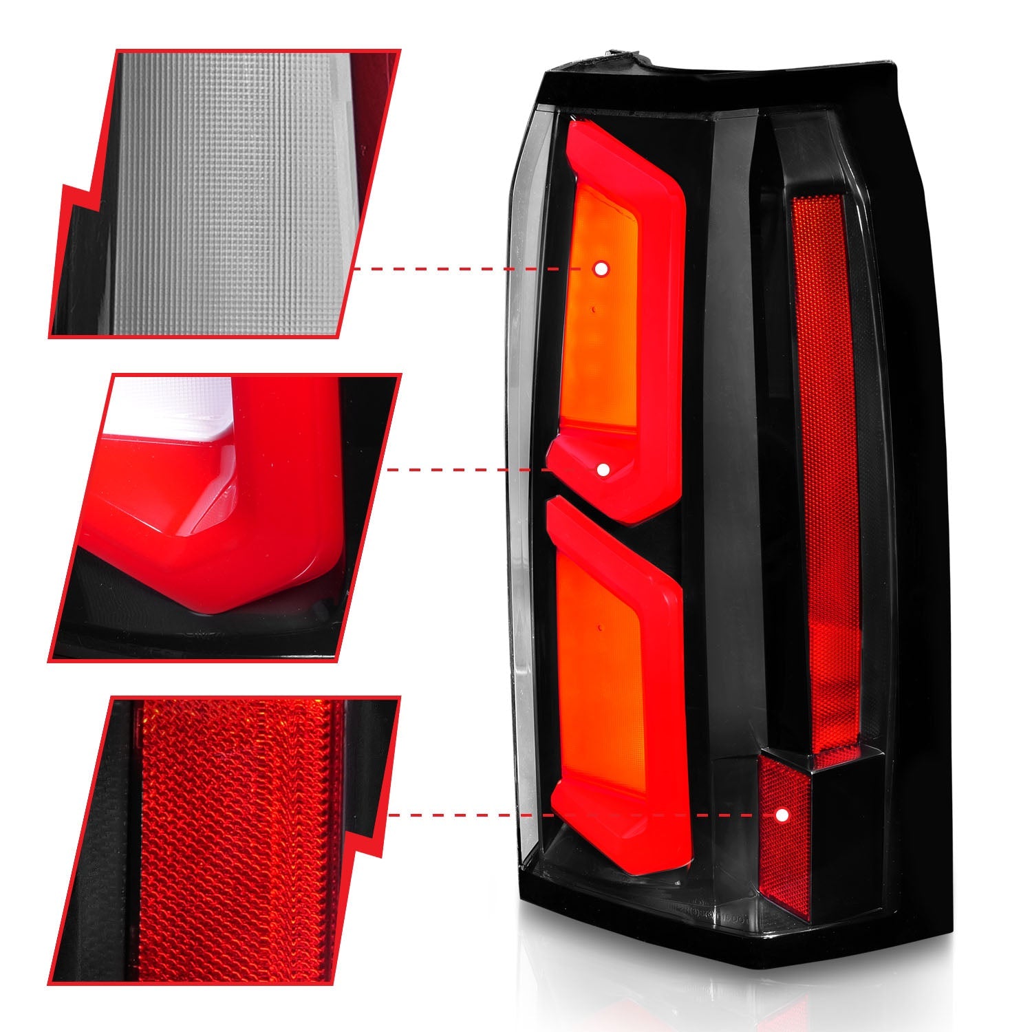 CHEVY TAHOE/SUBURBAN 15-20 LED C BAR STYLE TAIL LIGHTS BLACK CLEAR LENS
