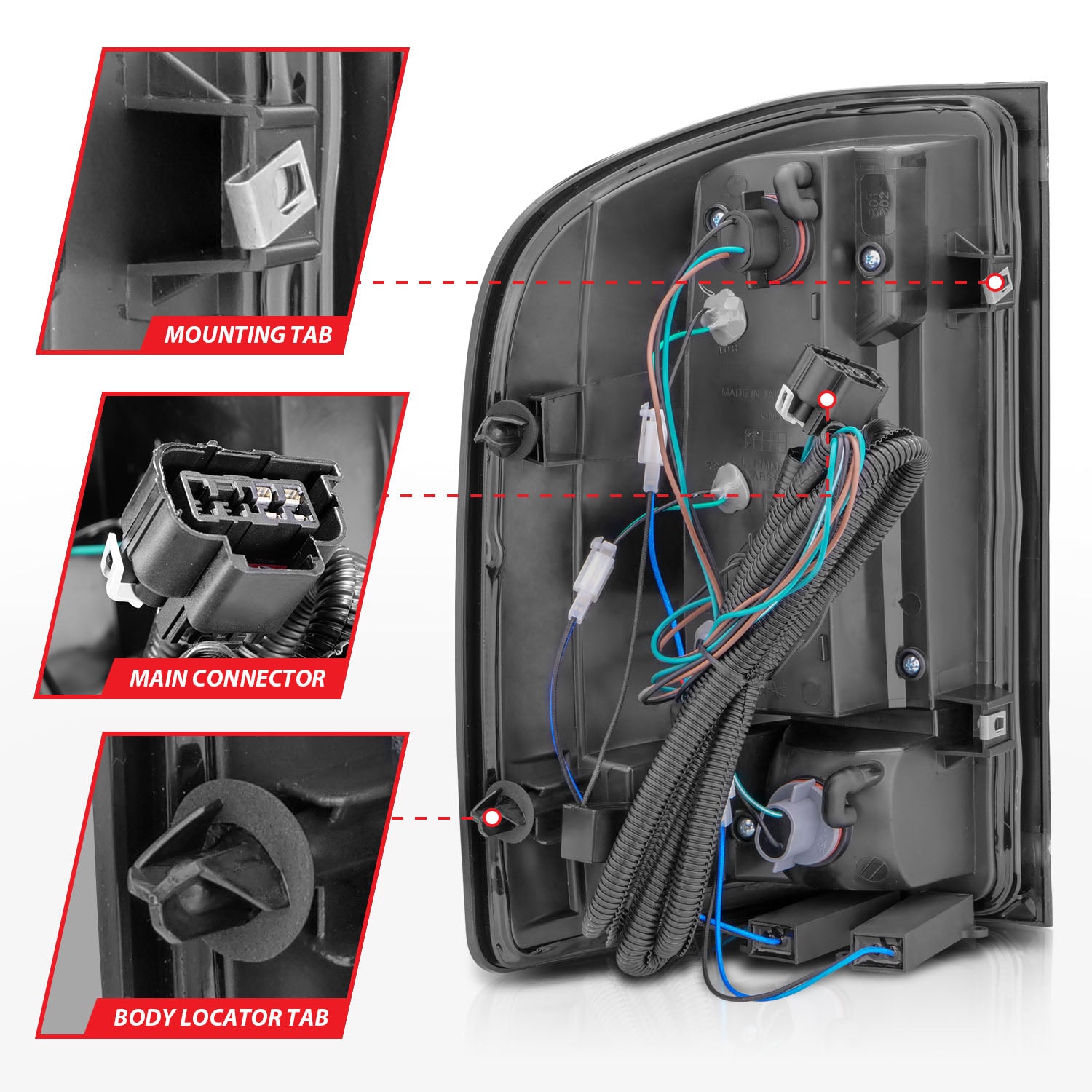 CHEVY SILVERADO 1500 07-13 / 2500HD/3500HD 07-14 FULL LED C BAR STYLE TAIL LIGHTS BLACK CLEAR LENS