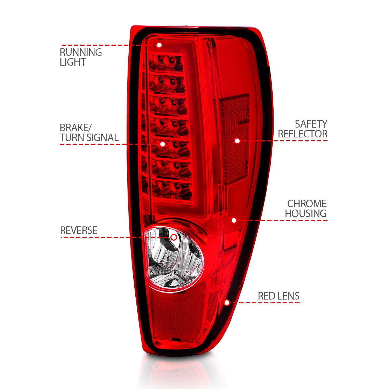 CHEVY COLORADO 04-12 / GMC CANYON 04-12 LED C BAR STYLE TAIL LIGHTS CHROME RED/CLEAR LENS