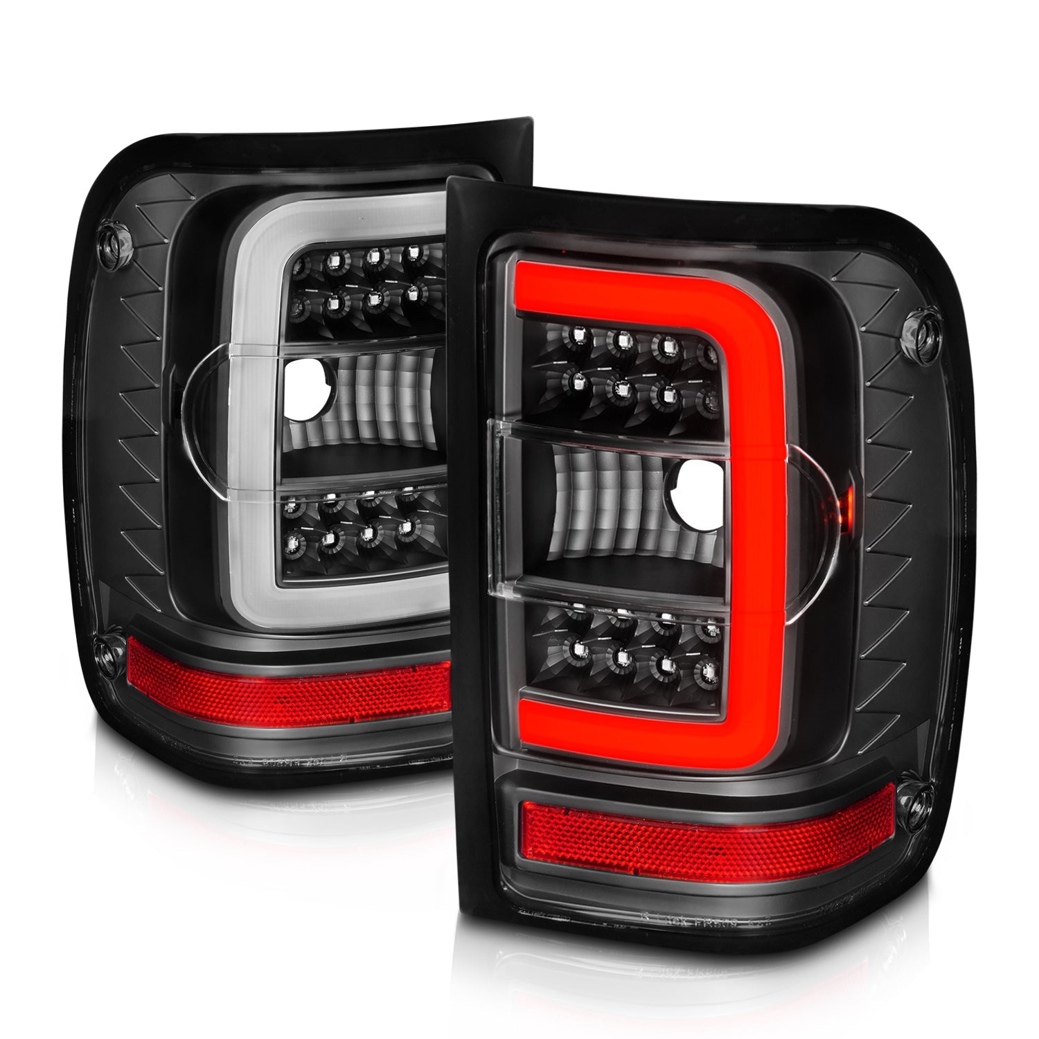 FORD RANGER 01-11 LED C-BAR STYLE TAIL LIGHTS BLACK CLEAR LENS (NOT FOR 05-07 STX MODELS)