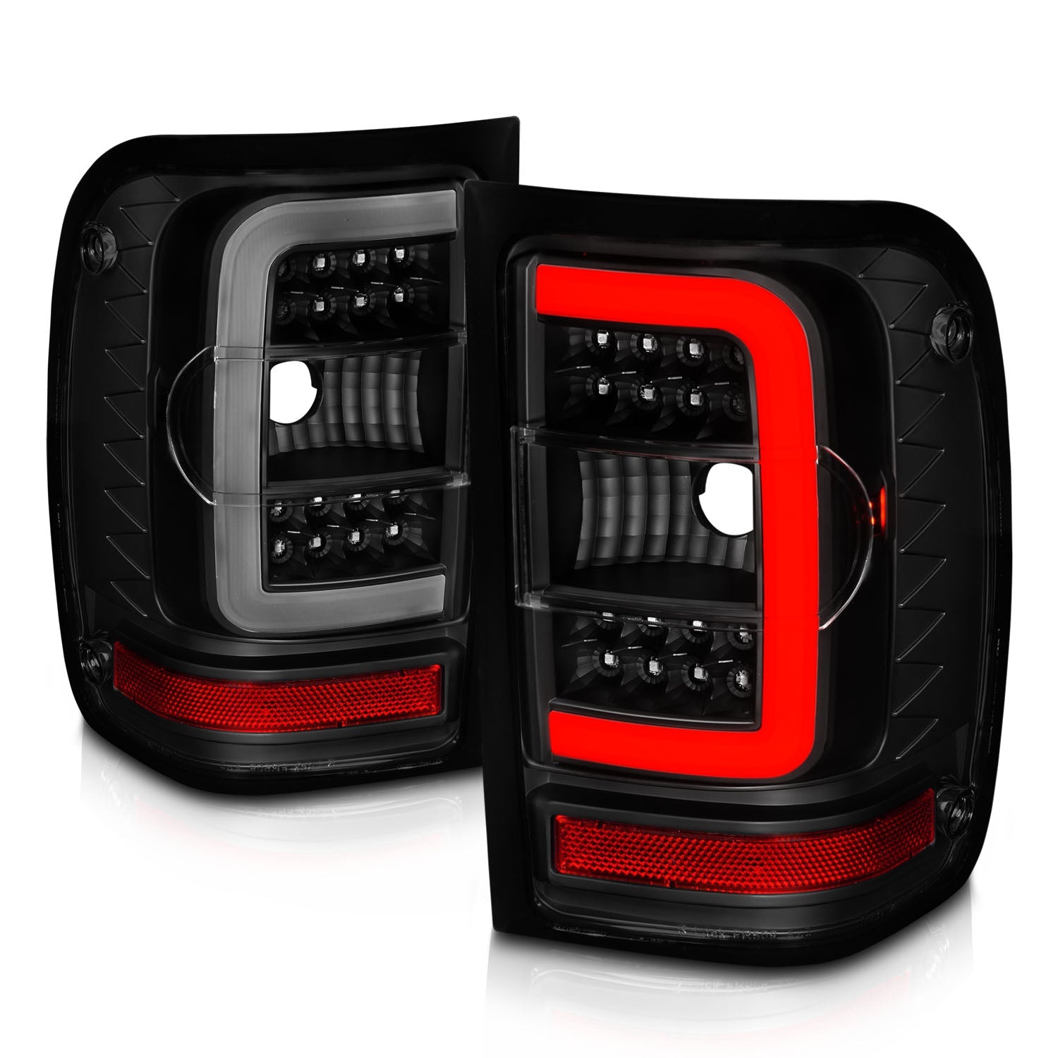 FORD RANGER 01-11 LED C-BAR STYLE TAIL LIGHTS BLACK SMOKE LENS (NOT FOR 05-07 STX MODELS)