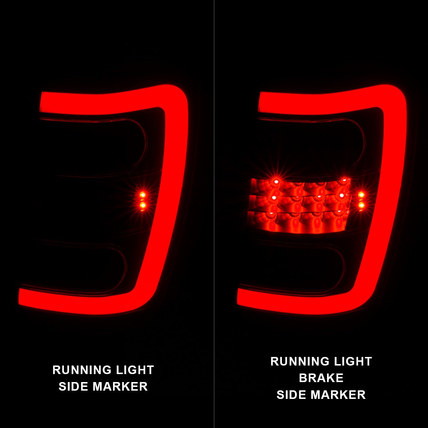 JEEP GRAND CHEROKEE 99-04 LED C BAR TAIL LIGHTS BLACK CLEAR LENS