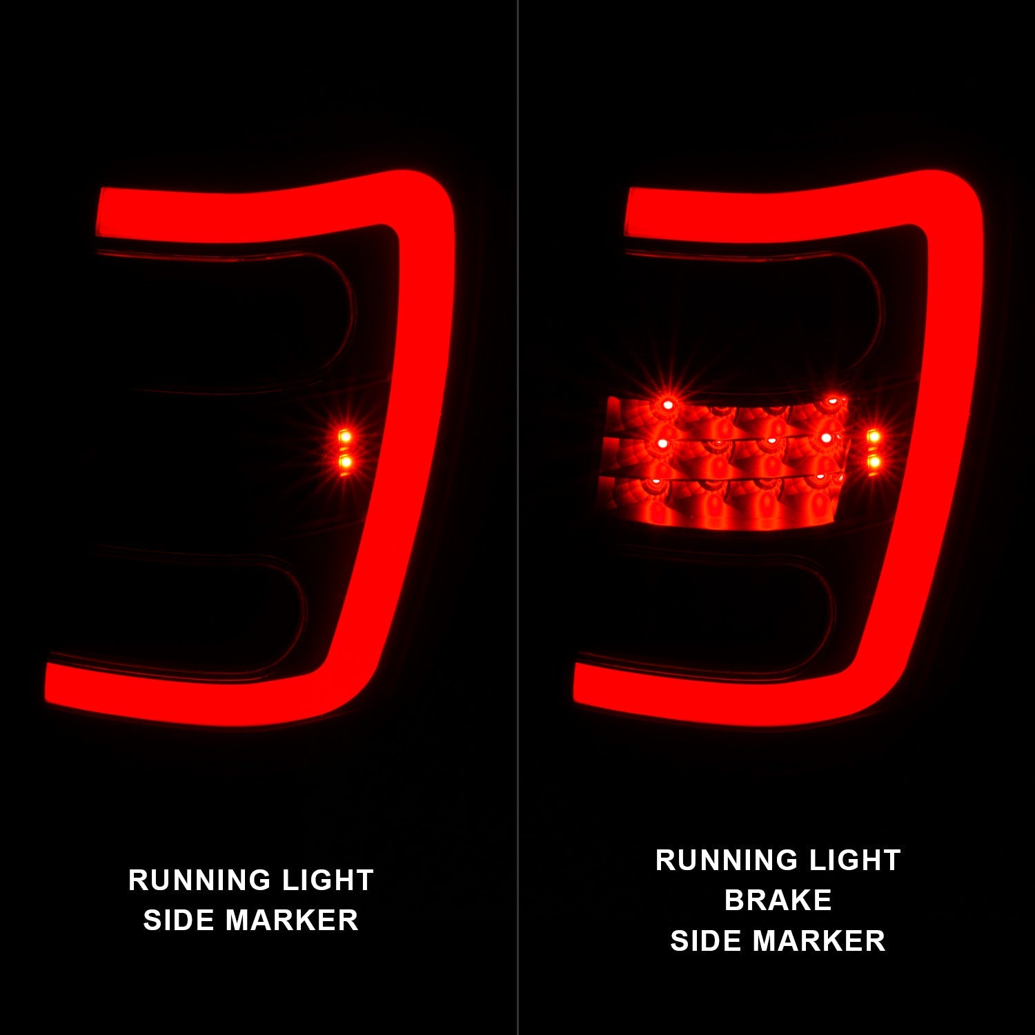 JEEP GRAND CHEROKEE 99-04 LED C BAR TAIL LIGHTS BLACK SMOKE LENS