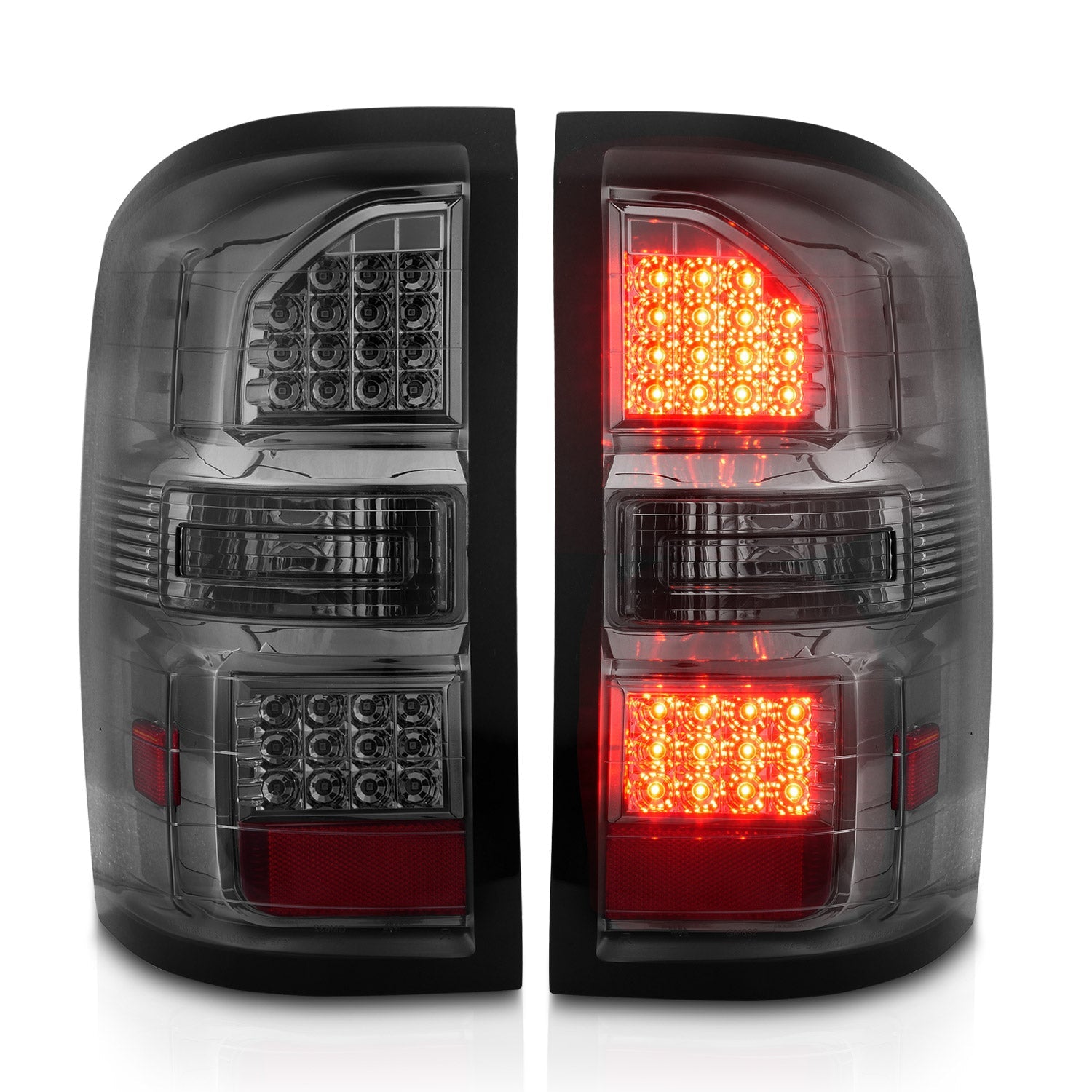 GMC SIERRA 1500 14-18 / 2500HD/3500HD 15-19 LED TAIL LIGHTS CHROME SMOKE LENS (SINGLE REAR WHEEL)(NOT FOR OE FACTORY LED MODELS)
