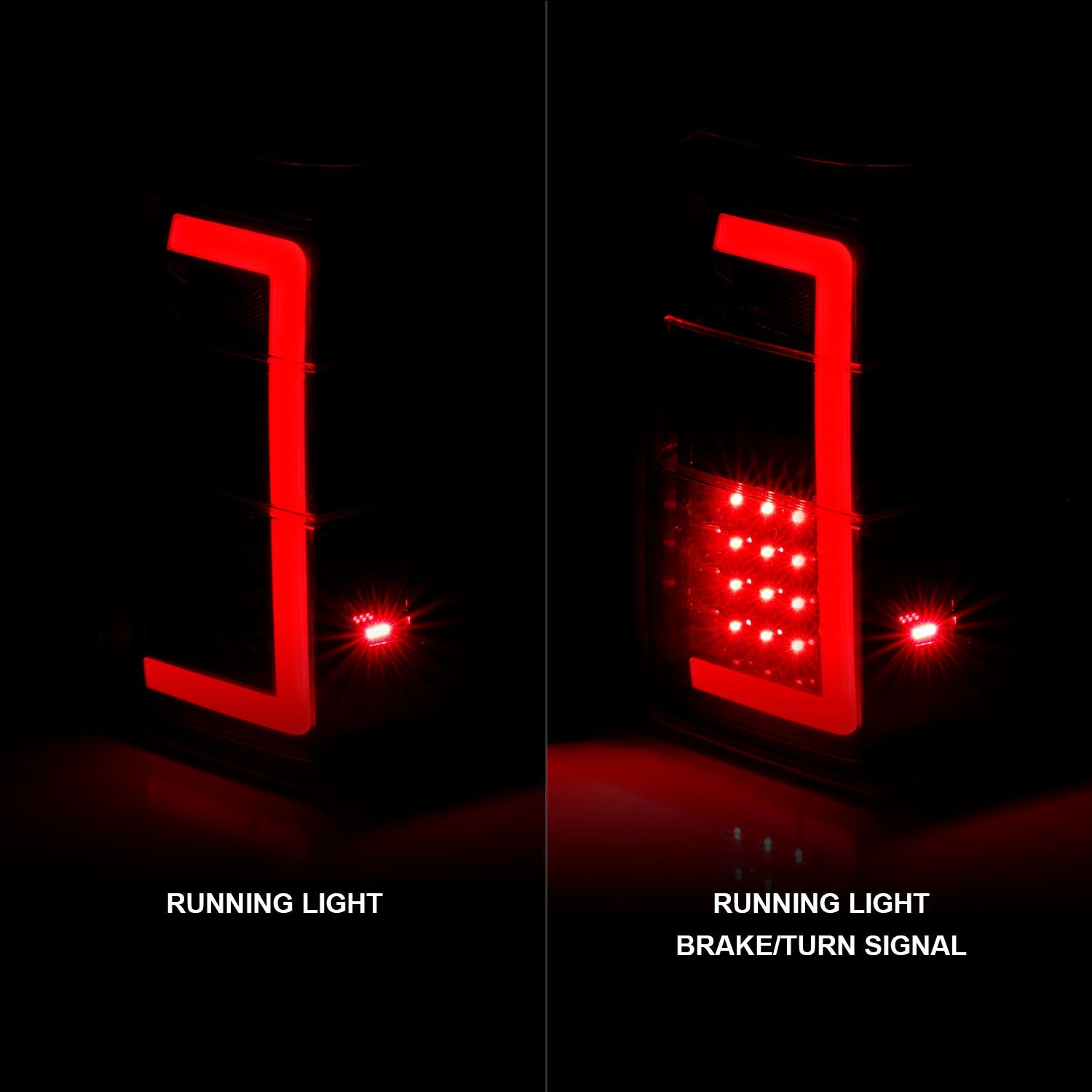 FORD EXPEDITION 07-17 LED C BAR TAIL LIGHTS BLACK SMOKE LENS W/ SEQUENTIAL SIGNAL