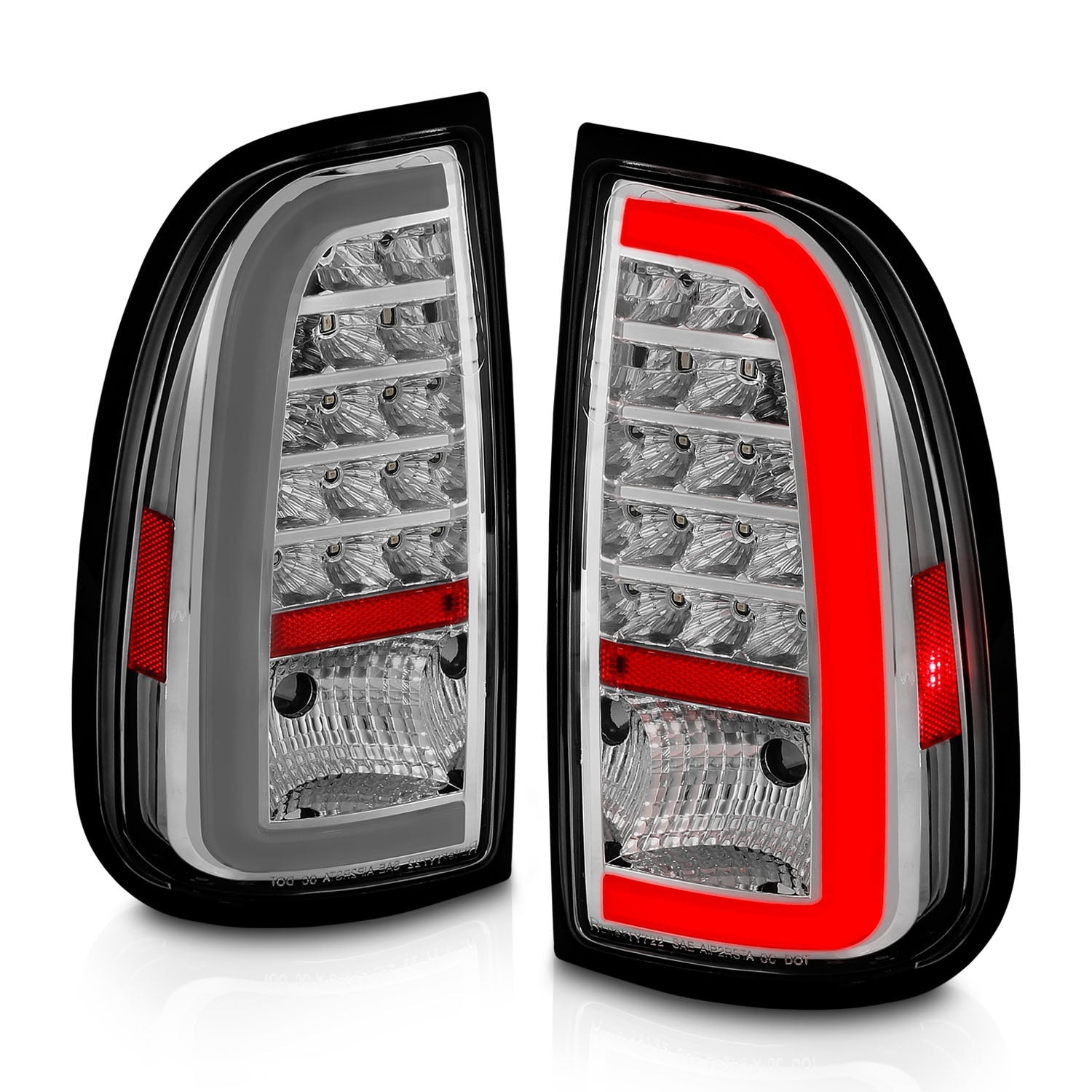 TOYOTA TUNDRA 00-06 LED C-BAR STYLE TAIL LIGHTS CHROME (STD BED REGULAR CAB, ACCESS CAB)