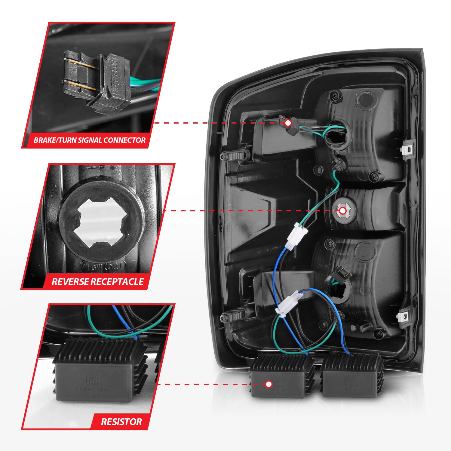 CHEVY SILVERADO 14-18 1500 / 15-19 2500HD/3500HD / GMC SIERRA 15-19 2500HD/3500HD DUALLY LED TAIL LIGHTS BLACK CLEAR (NOT FOR OE FACTORY LED MODELS)