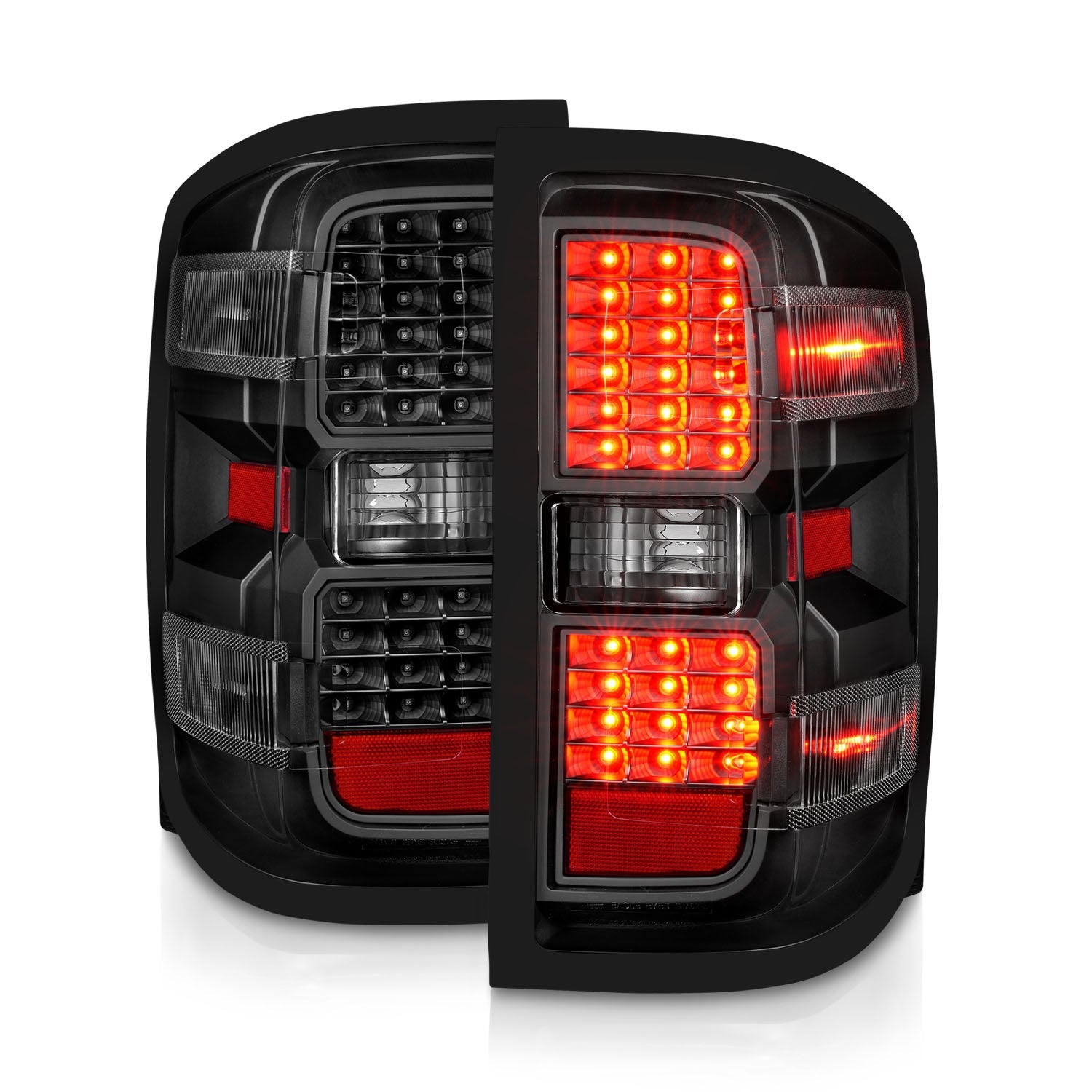 CHEVY SILVERADO 14-18 1500 / 15-19 2500HD/3500HD / GMC SIERRA 15-19 2500HD/3500HD DUALLY LED TAIL LIGHTS BLACK CLEAR (NOT FOR OE FACTORY LED MODELS)