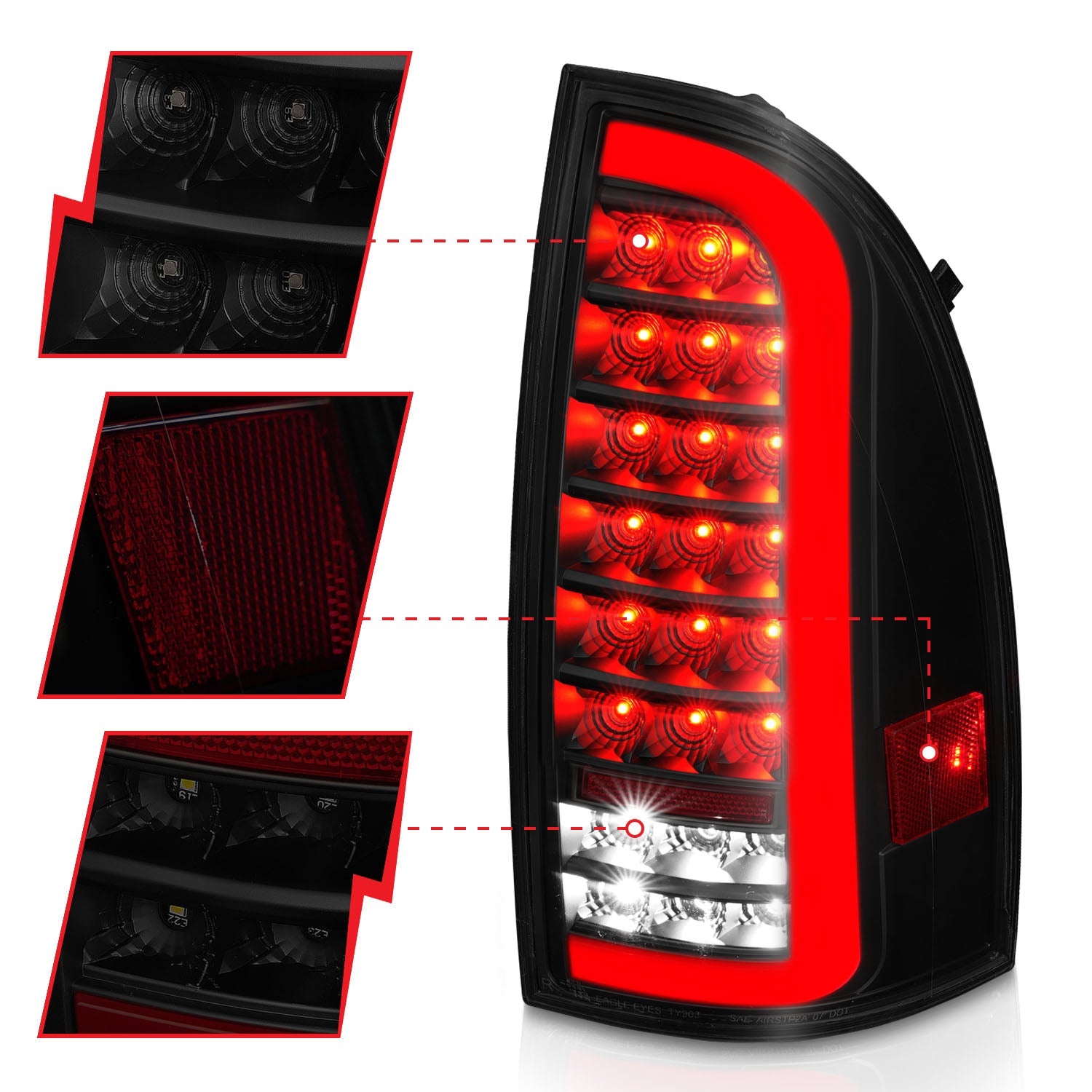 TOYOTA TACOMA 05-15 FULL LED BAR STYLE TAIL LIGHTS BLACK SMOKE LENS W/ SEQUENTIAL SIGNAL