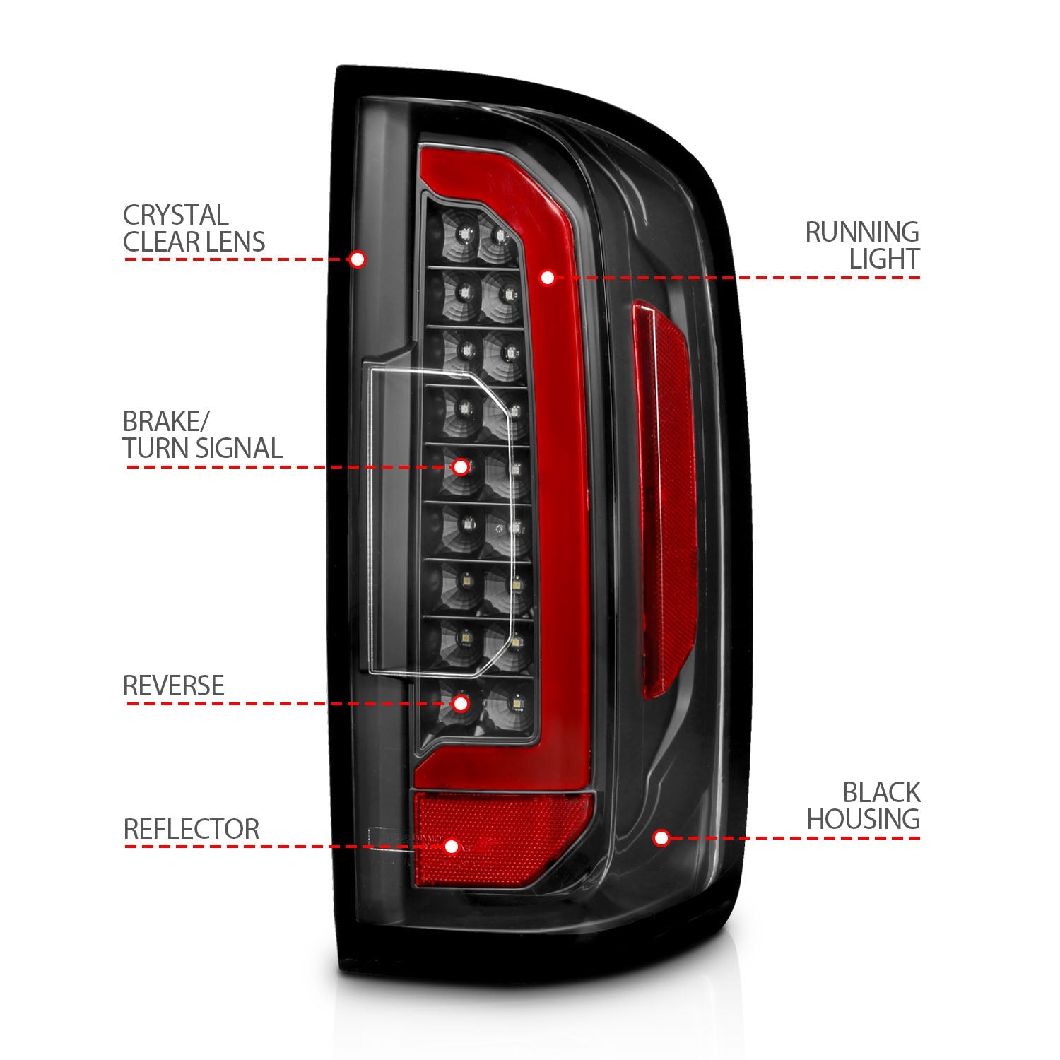 CHEVY COLORADO 15-22 FULL LED LIGHT BAR STYLE TAIL LIGHTS BLACK CLEAR LENS