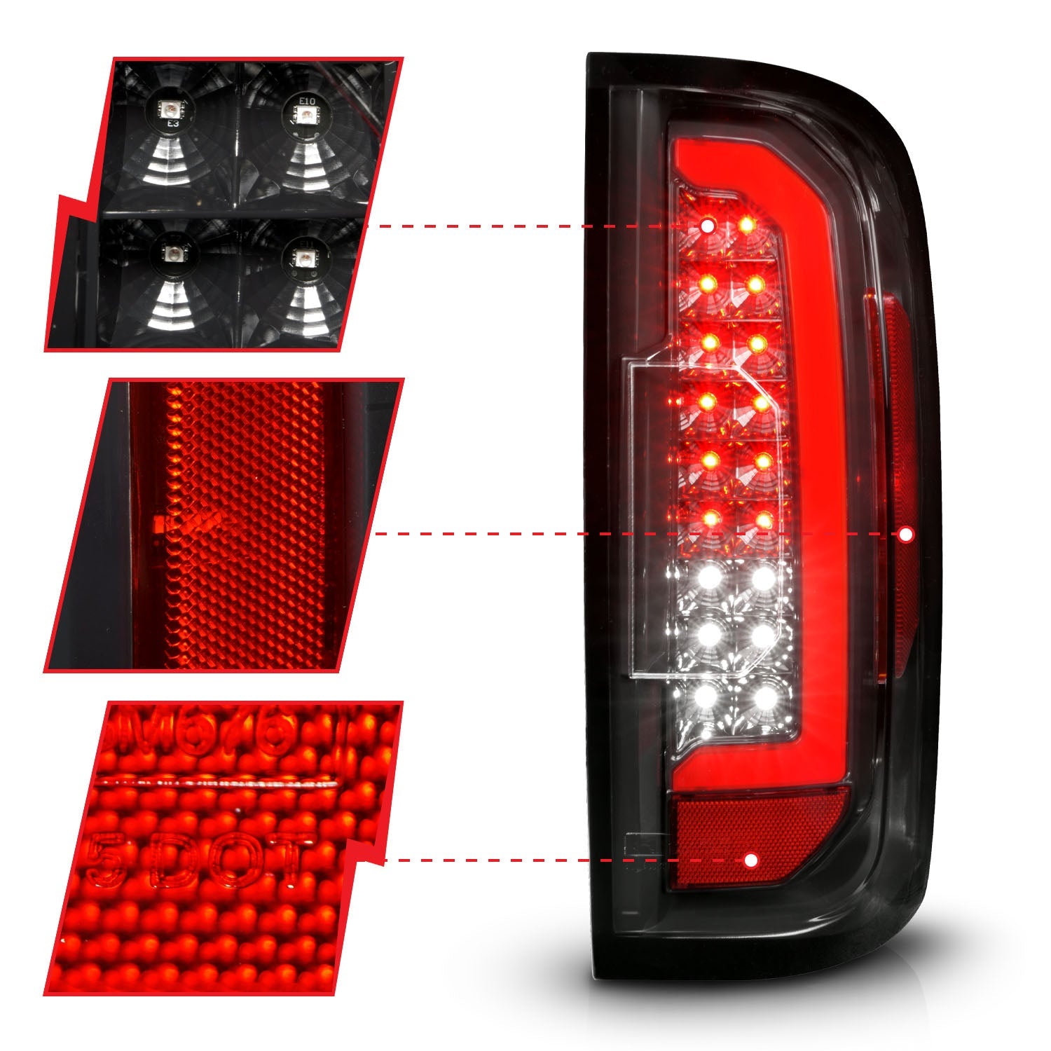 GMC CANYON 15-22 LED TAIL LIGHTS BLACK CLEAR LENS (RED LIGHT BAR)