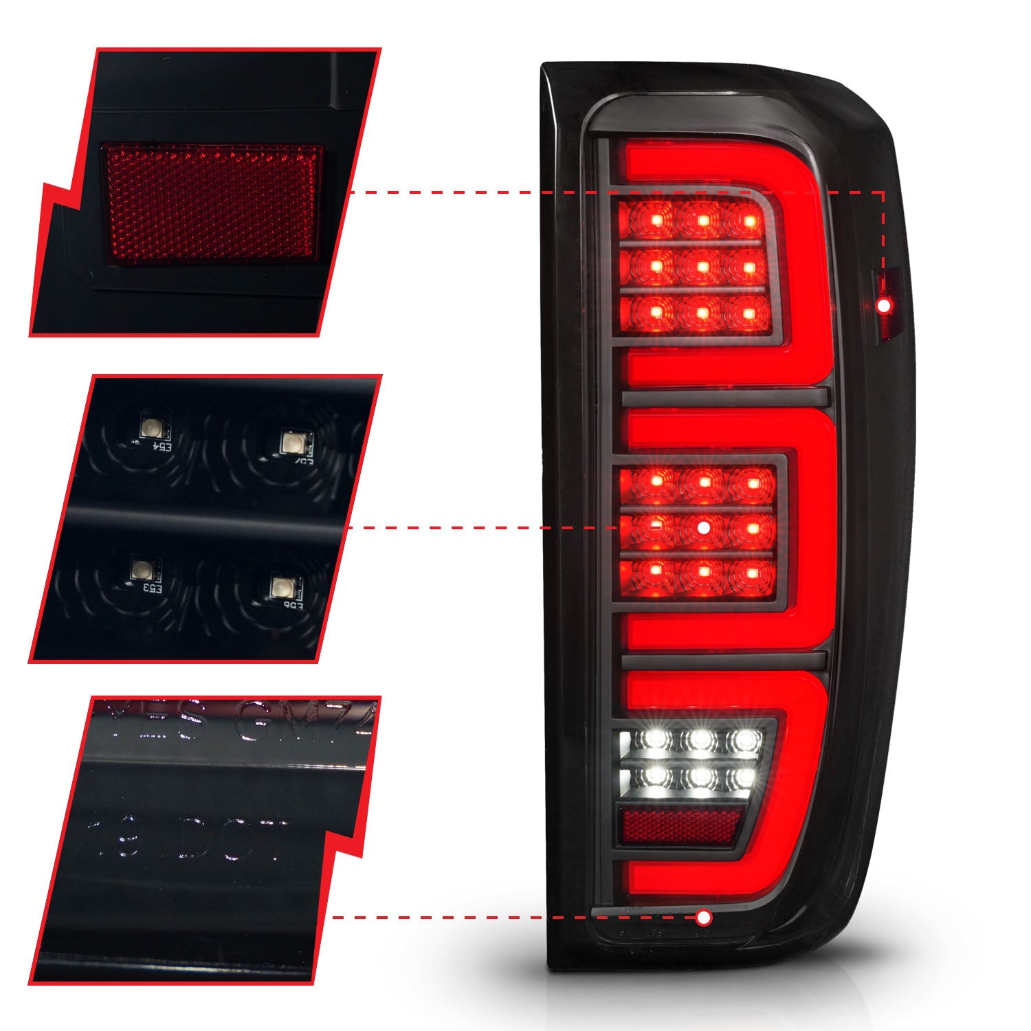 GMC SIERRA 1500 19-24 / 2500HD/3500HD 20-25 FULL LED TAIL LIGHTS BLACK SMOKE LENS W/ INITIATION & SEQUENTIAL SIGNAL (HALOGEN MODELS ONLY)