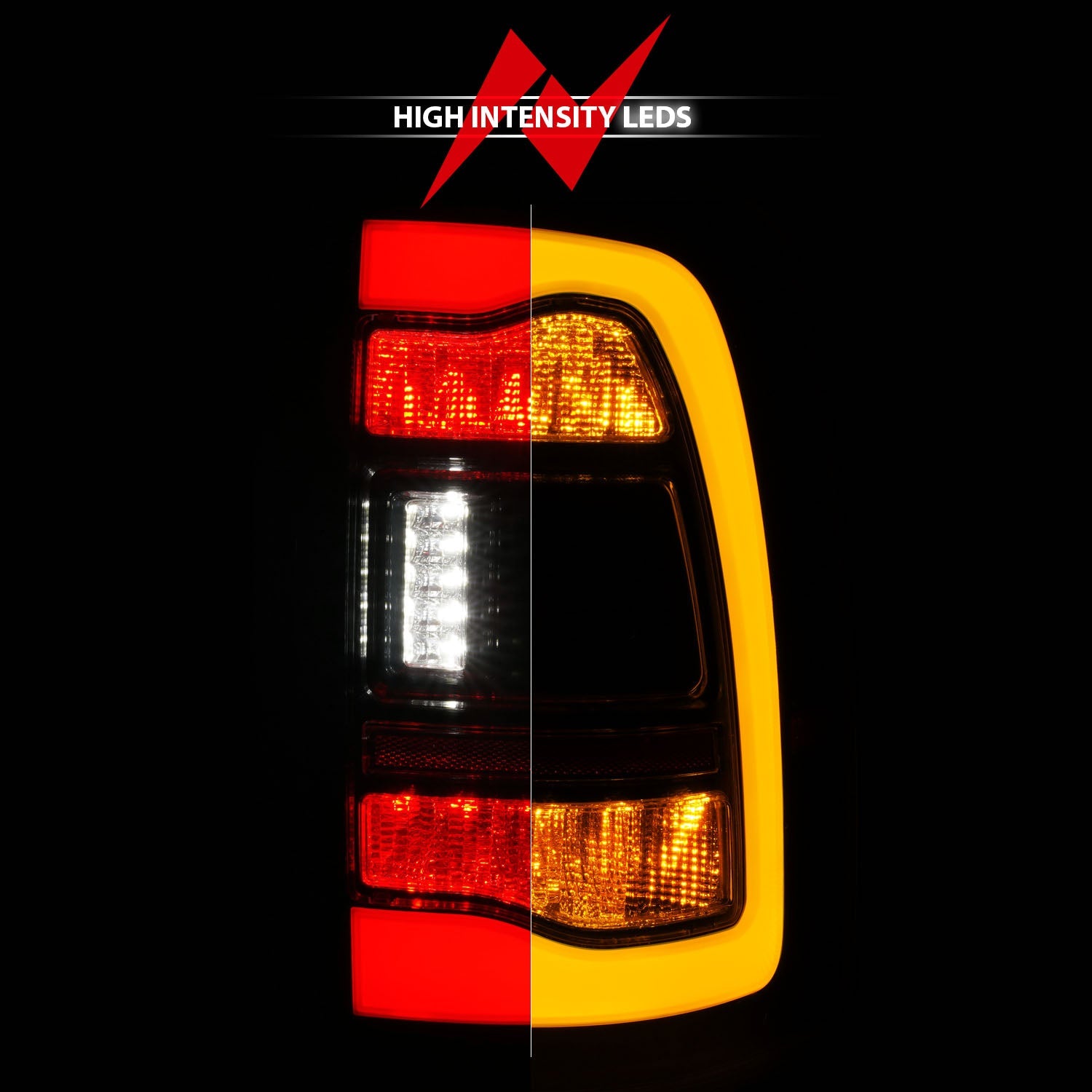 DODGE RAM 1500 09-18 / RAM 2500/3500 10-18 LED TAIL LIGHTS BLACK SMOKE LENS W/ AMBER SEQUENTIAL SIGNAL (FOR ALL MODELS)