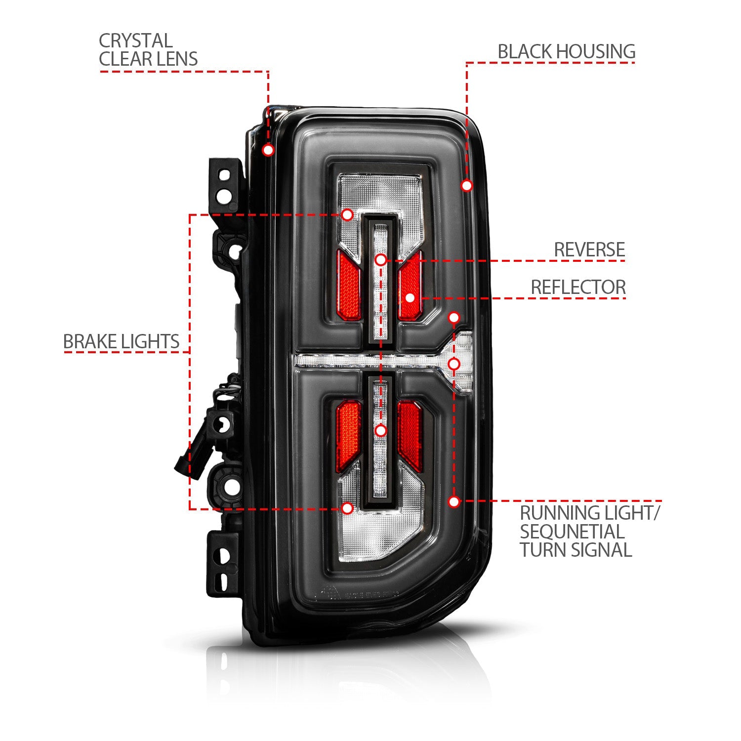 FORD BRONCO 21-26 FULL LED TAIL LIGHTS BLACK HOUSING CLEAR LENS W/ SEQUENTIAL SIGNAL