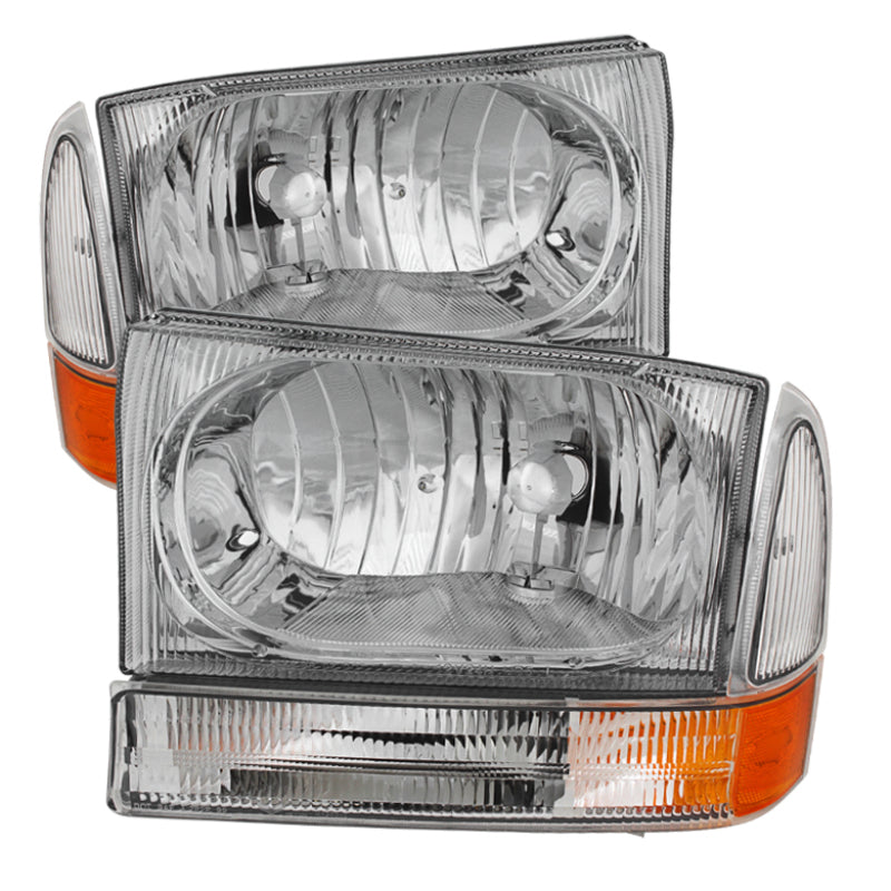 Xtune Ford F250/350/450 Superduty 99-04 Crystal Headlights w/ Bumper Lights HD-JH-FF25099-AM-C-SR1 Performance