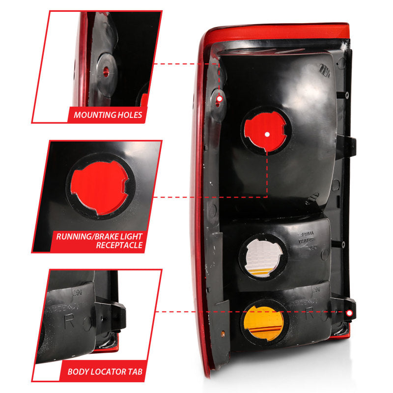 ANZO 1993-1997 Ford Ranger Tail Light Red/Cear (OE)-SR1 Performance