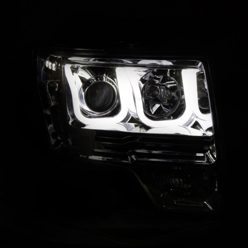 ANZO 2009-2014 Ford F-150 Projector Headlights w/ U-Bar Chrome-SR1 Performance