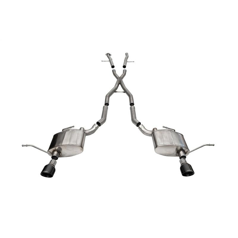 Corsa 11-21 Jeep Grand Cherokee Xtreme 2.5in Cat-Back Dual Rear Exit w/ Single 4.5in Black PVD Tips-SR1 Performance
