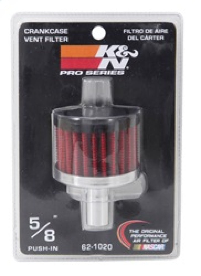 K&N Steel Base Crankcase Vent Filter .625in Vent OD x 2in OD x 1.5in Height-SR1 Performance