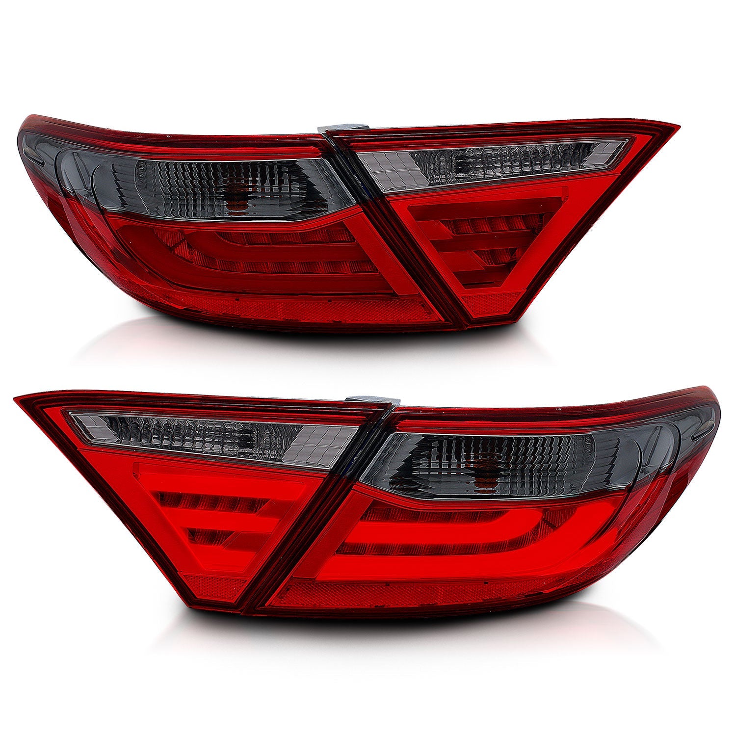 TOYOTA CAMRY 4DR 15-17 LED TAIL LIGHTS CHROME RED/SMOKE LENS (4 PCS)