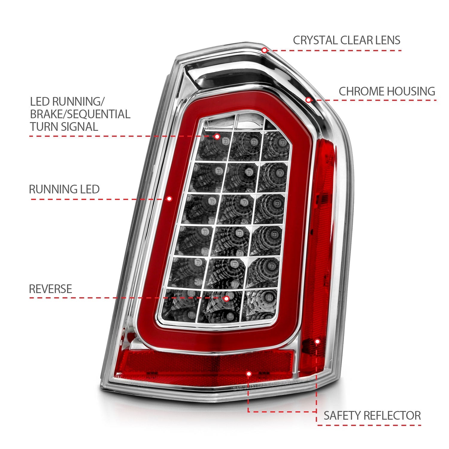 11-14 CHRYSLER 300 LED TAIL LIGHTS CHROME W/ SEQUENTIAL SIGNAL