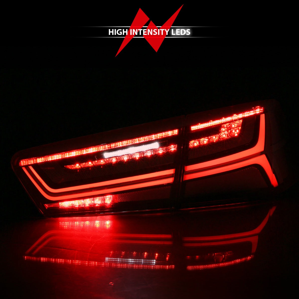 AUDI A6/S6 12-15 LED TAIL LIGHTS BLACK RED/CLEAR LENS W/ SEQUENTIAL SIGNAL 4 PCS