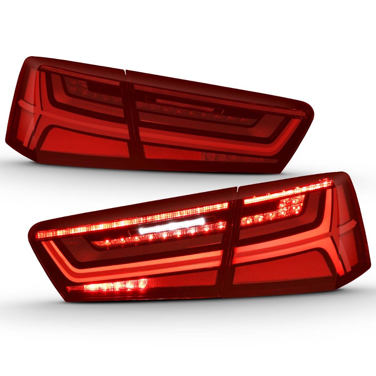 AUDI A6/S6 12-15 LED TAIL LIGHTS BLACK RED/CLEAR LENS W/ SEQUENTIAL SIGNAL 4 PCS