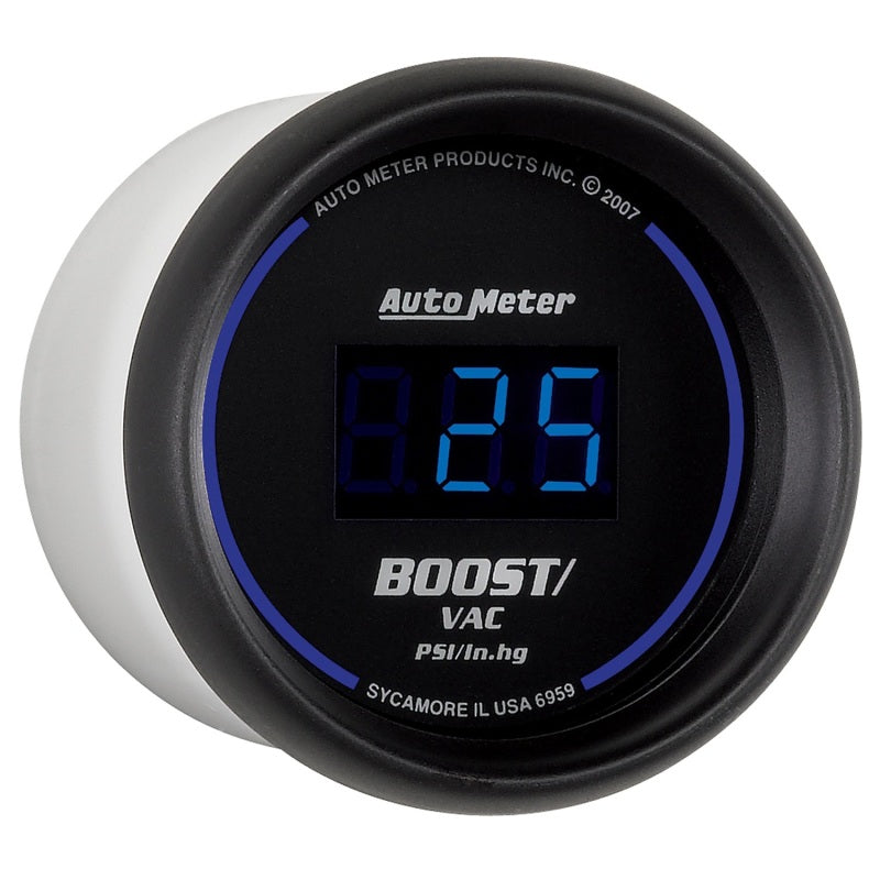 Autometer Cobalt Digital 52.4mm Black Vacuum/Boost Gauge-SR1 Performance