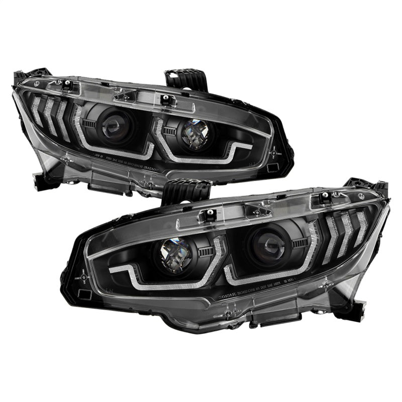Spyder Honda Civic 16- 2DR/4DR/Hatchback Projector Headlights - Black PRO-YD-HC16SI-SEQGR-BK-SR1 Performance