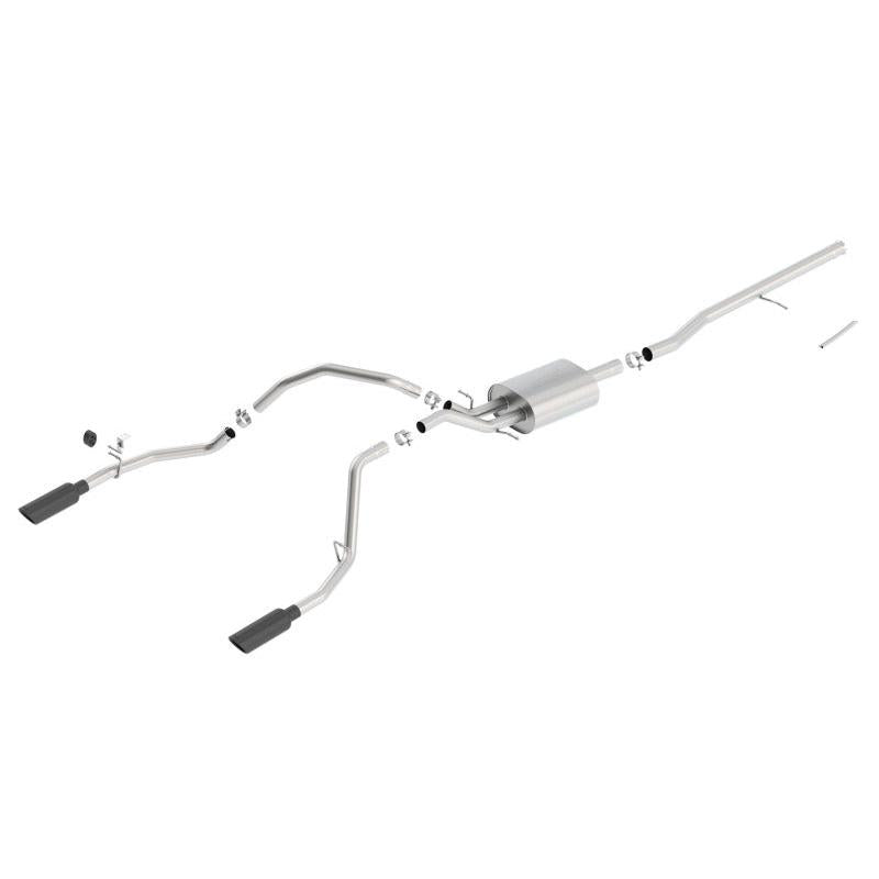 Borla 14 Sierra 1500 C/B S-Type Exh/2.75in Into Dual 2.25in Out 4in Split Rear Exit-Black Chrome-SR1 Performance