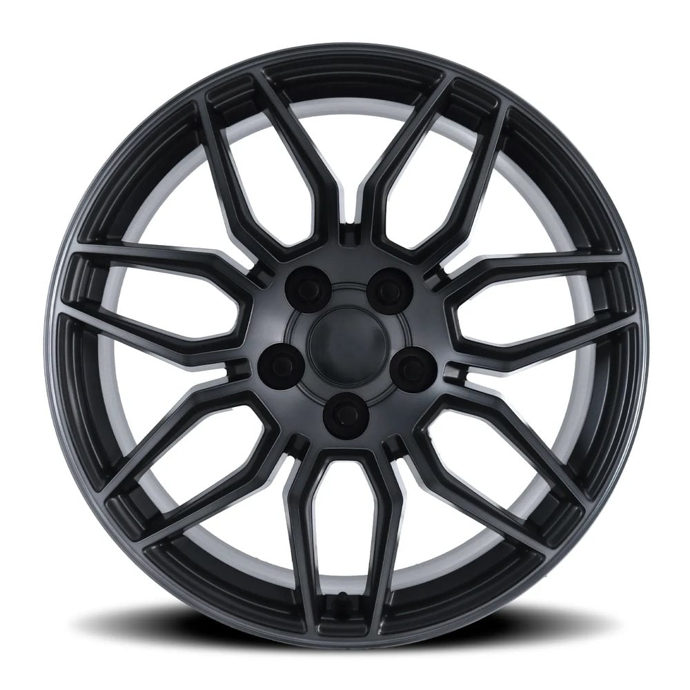 FR 401 – C8 ZO6 CORVETTE REPLICA WHEELS-Satin Titanium Grey Machine Face wDark 19x10 5x4.75 + 56 HB 70.3