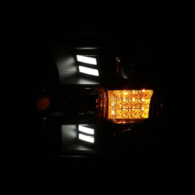 ANZO 15-17 Ford F-150 Project Headlights w/ Plank Style Design Black w/ Amber Sequential Turn Signal-SR1 Performance